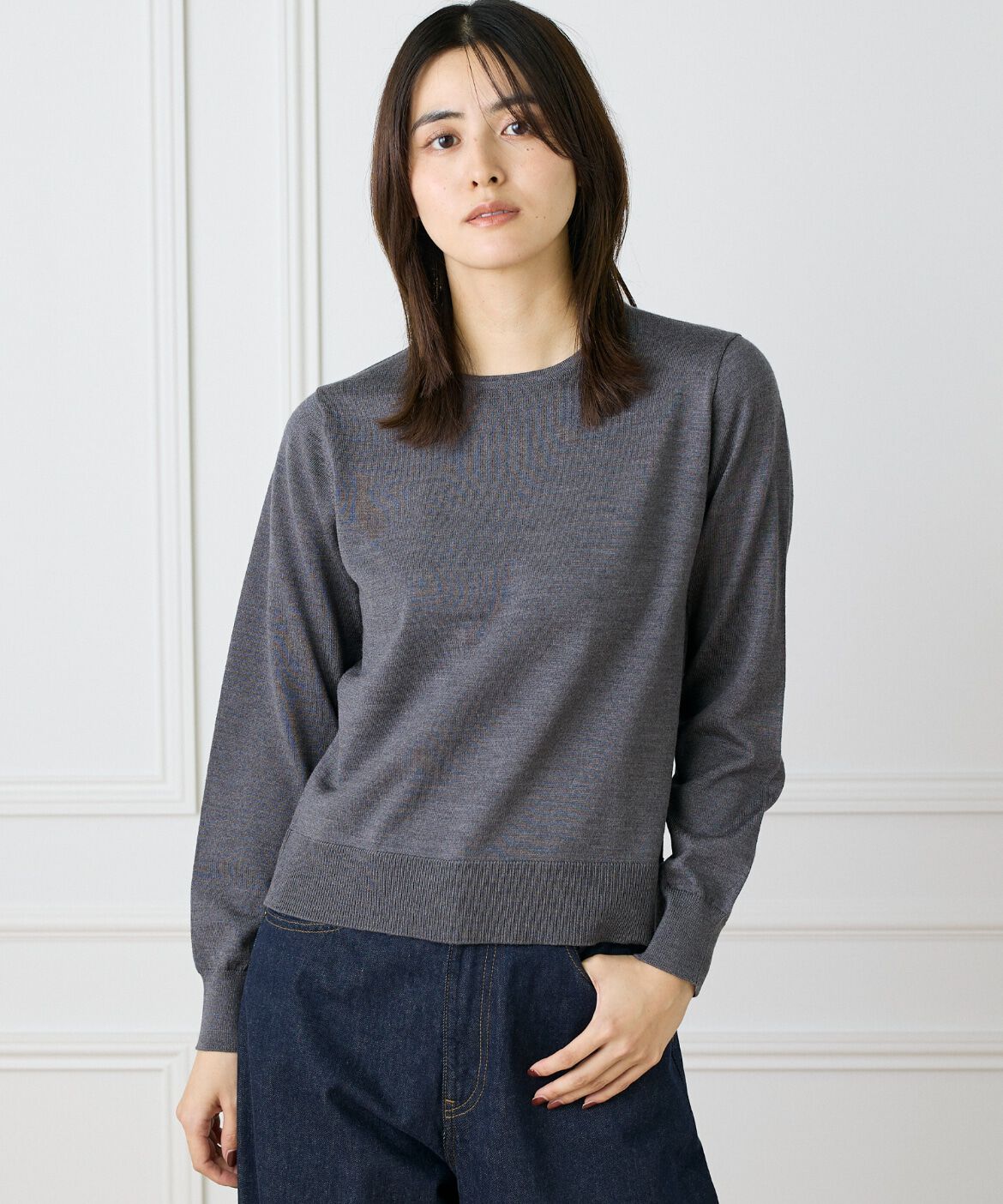 DAY by DAY it&rsquo;s international「ウォッシャブルウールベーシッククルーネックニット《HARMONY》」|ニット・セーター|チャコールグ 3