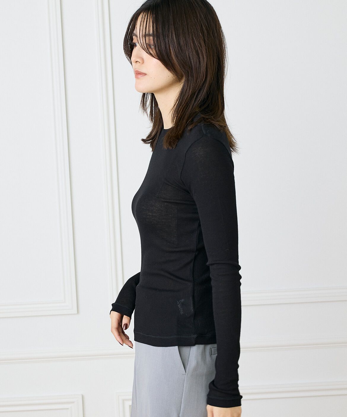 INED「クルーネックテレコカットソー」|Tシャツ・カットソー|