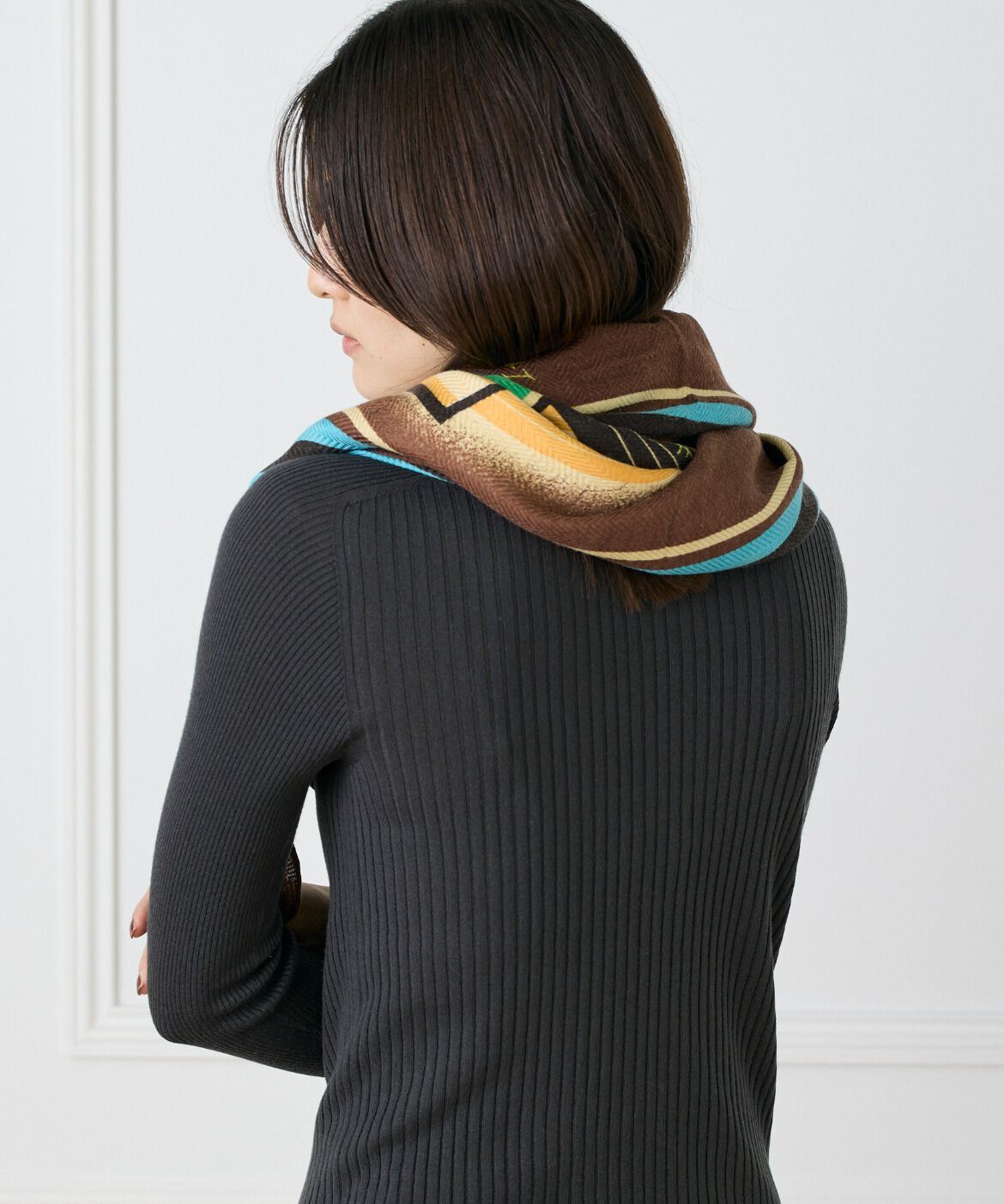 FAVORITE SUKINAMONO「ウールシルクストールヘリンボーン織　レコード柄《manipuri》」|ストール|