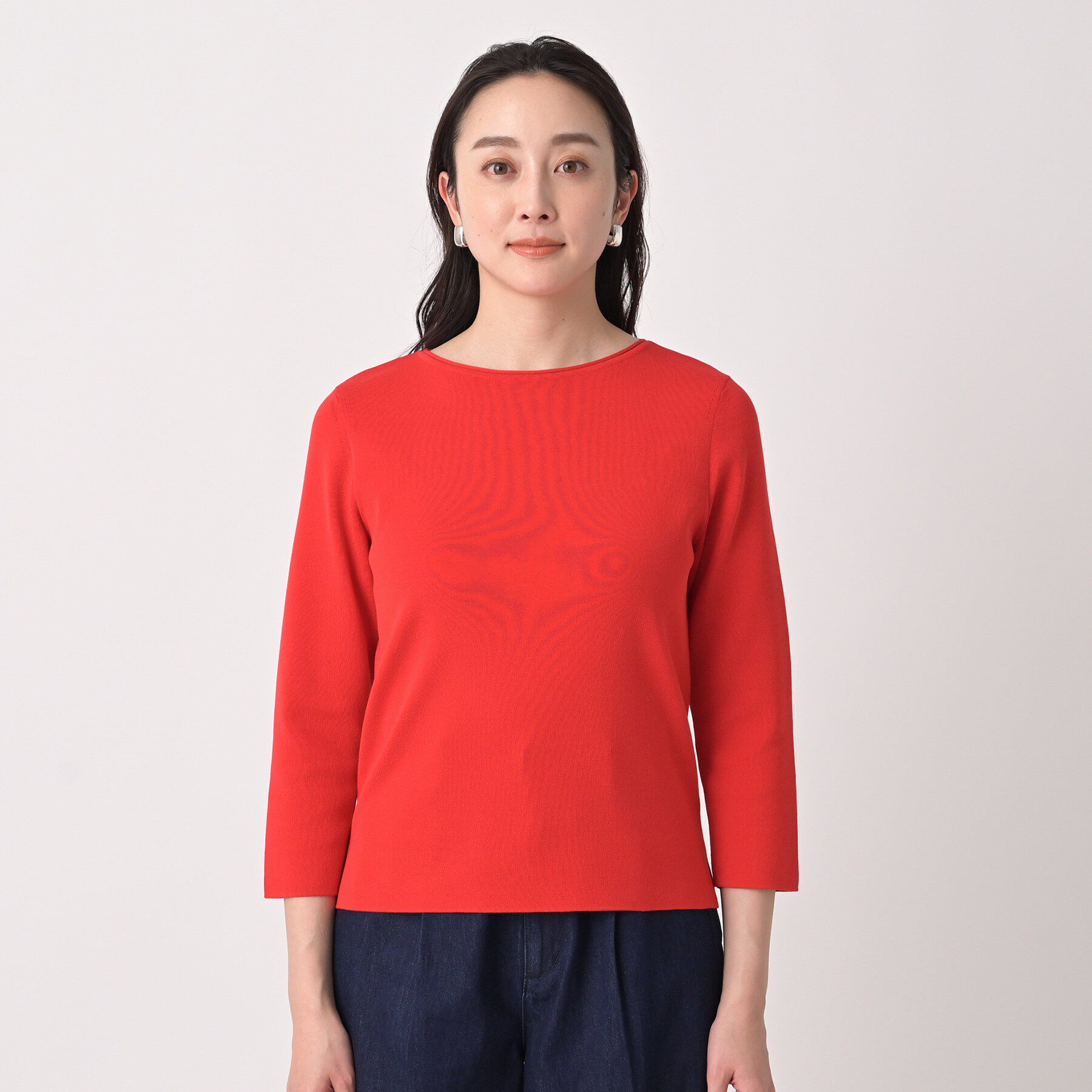 UNTITLED「【洗える/七分袖】ボートネックコットンプルオーバー」|ニット・セーター|