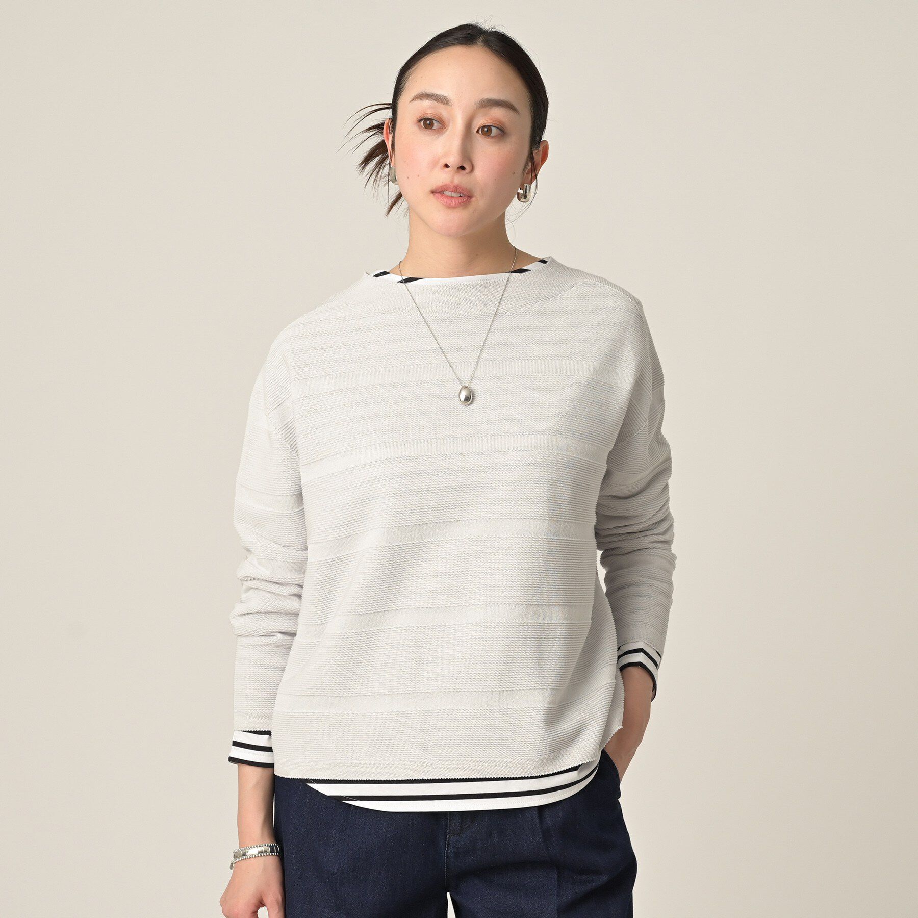 UNTITLED「【ゆったり/洗える】クロップドニットプルオーバー」|ニット・セーター|