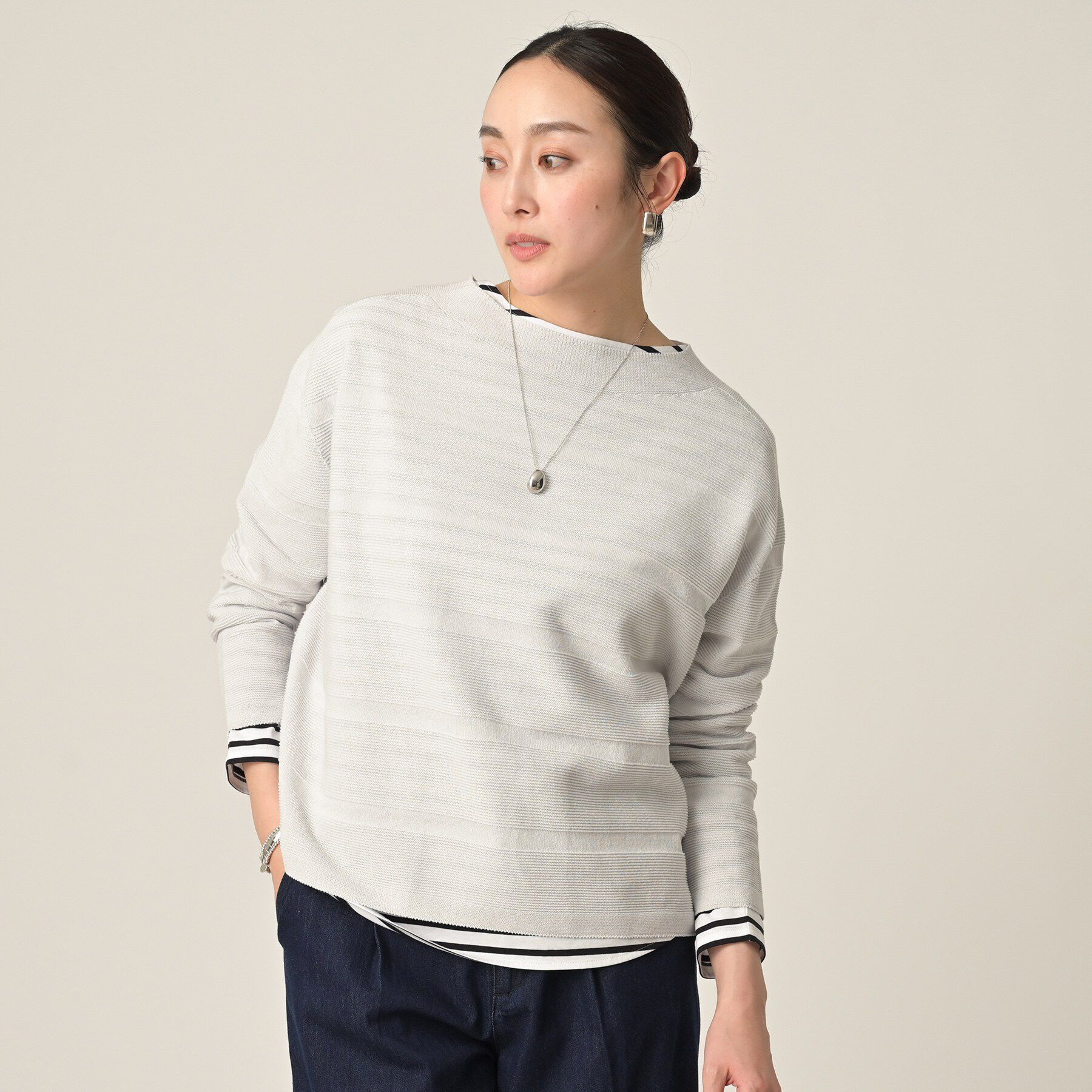 UNTITLED「【ゆったり/洗える】クロップドニットプルオーバー」|ニット・セーター|