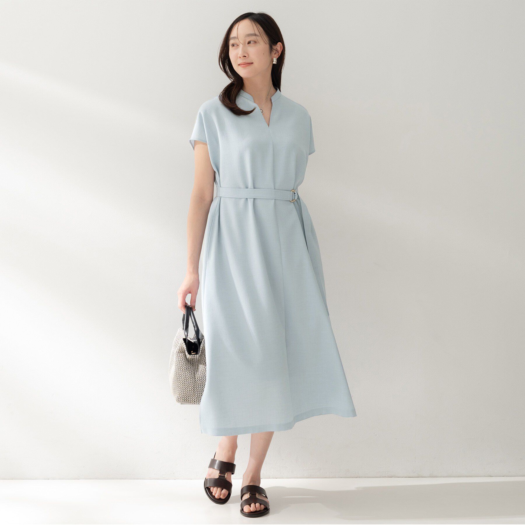 UNTITLED「スラブバンドカラーワンピース」|ワンピース|