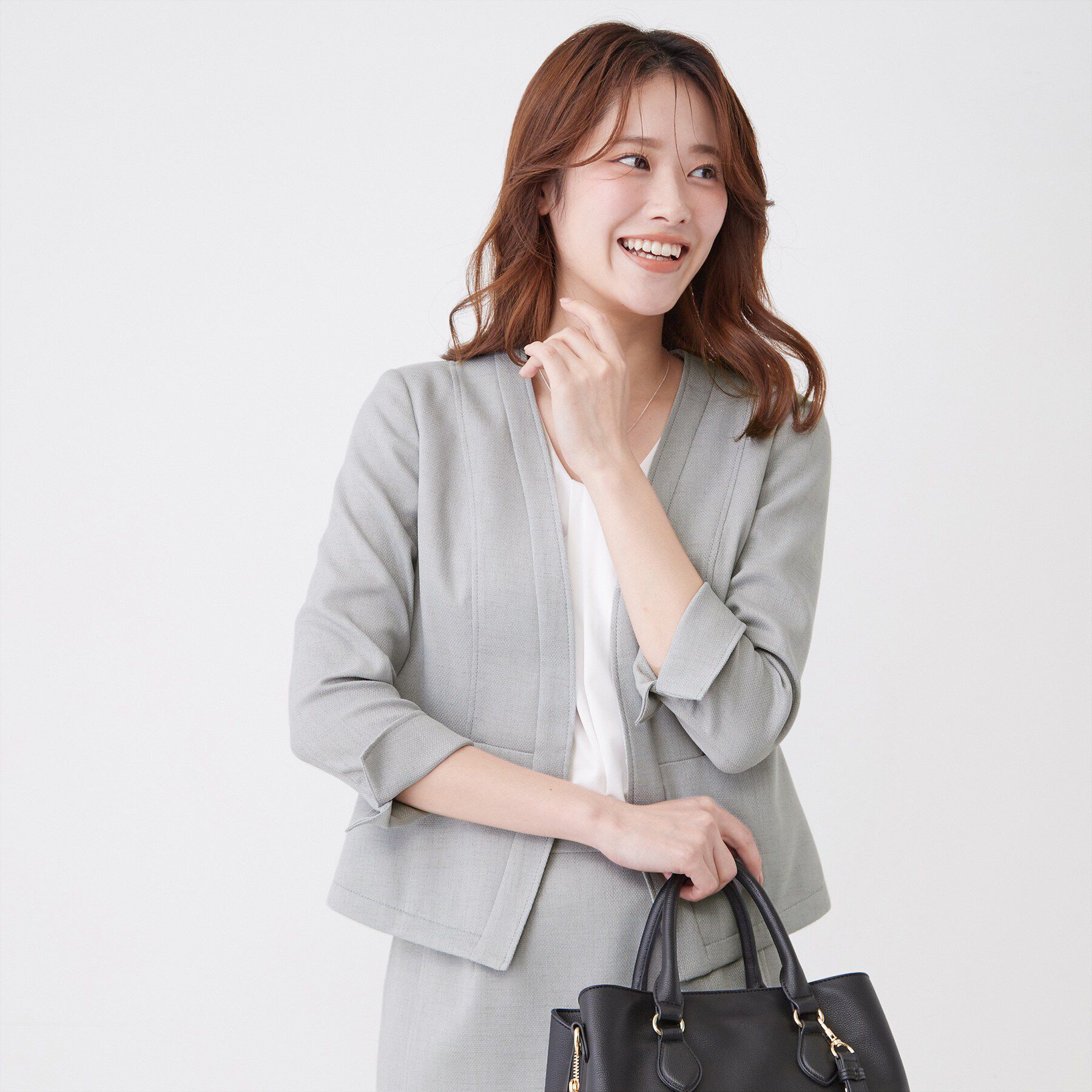 COUP DE CHANCE「【手洗い可／日本製／裏地無し／UV／清涼感／セットアップ可】麻調合繊カラーレスジャケット」|ノーカラージャケット|チャコールグレー(0