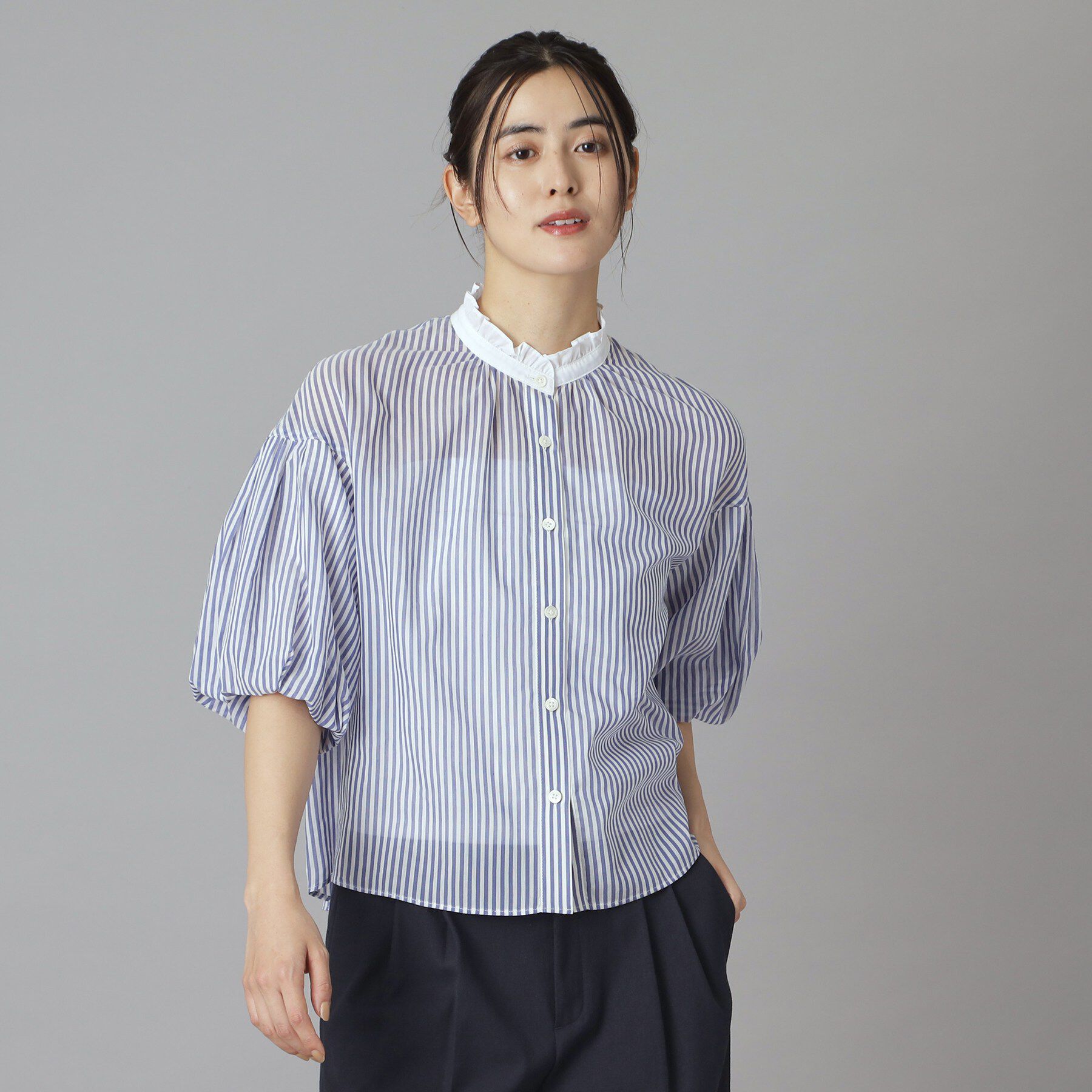 DRESSTERIOR「【大人MUSE5月号掲載】ロンドンストライプクレリックブラウス」|シャツ・ブラウス|