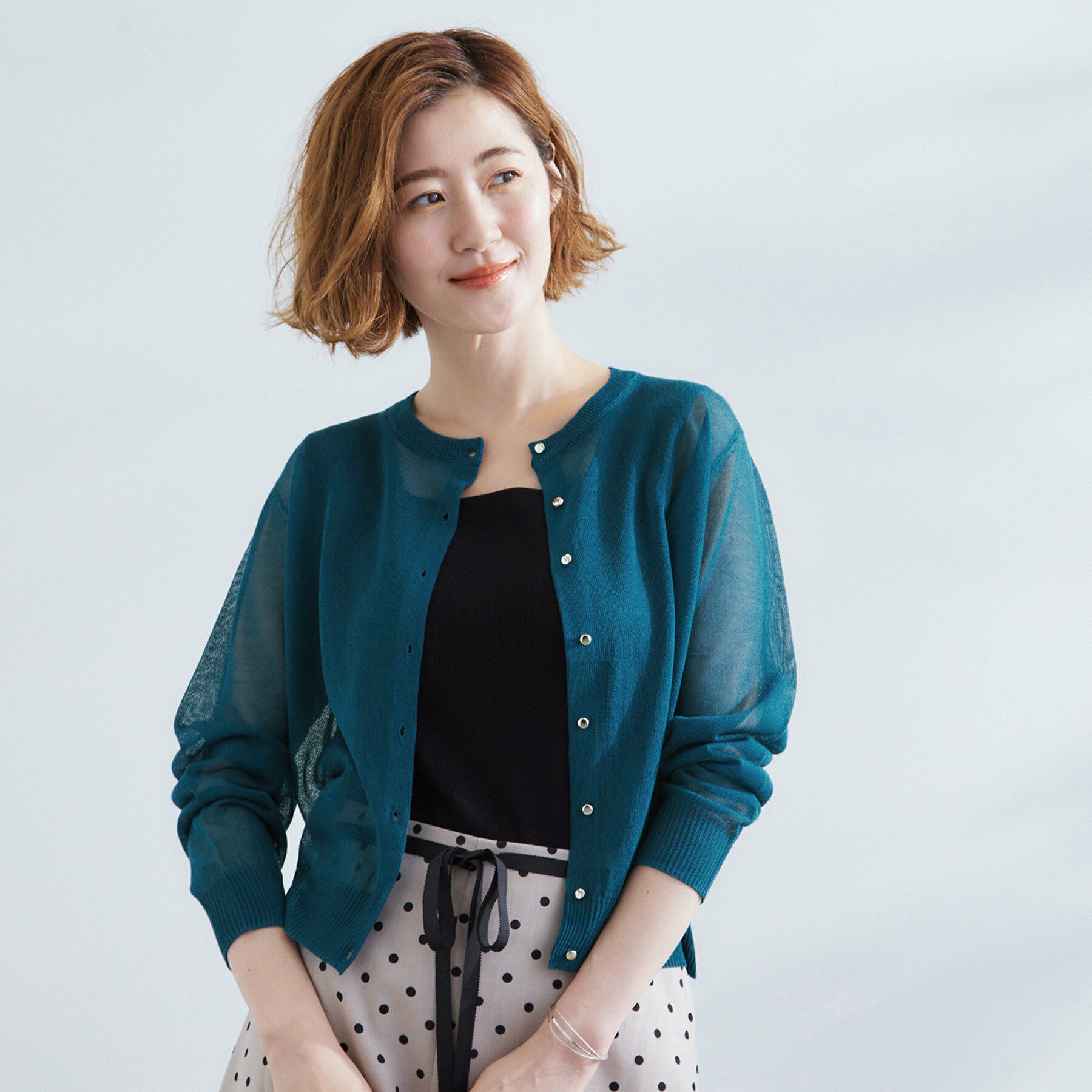 grove「【雑誌掲載】洗えるシアーカーディガン」|カーディガン|グリーン(023)