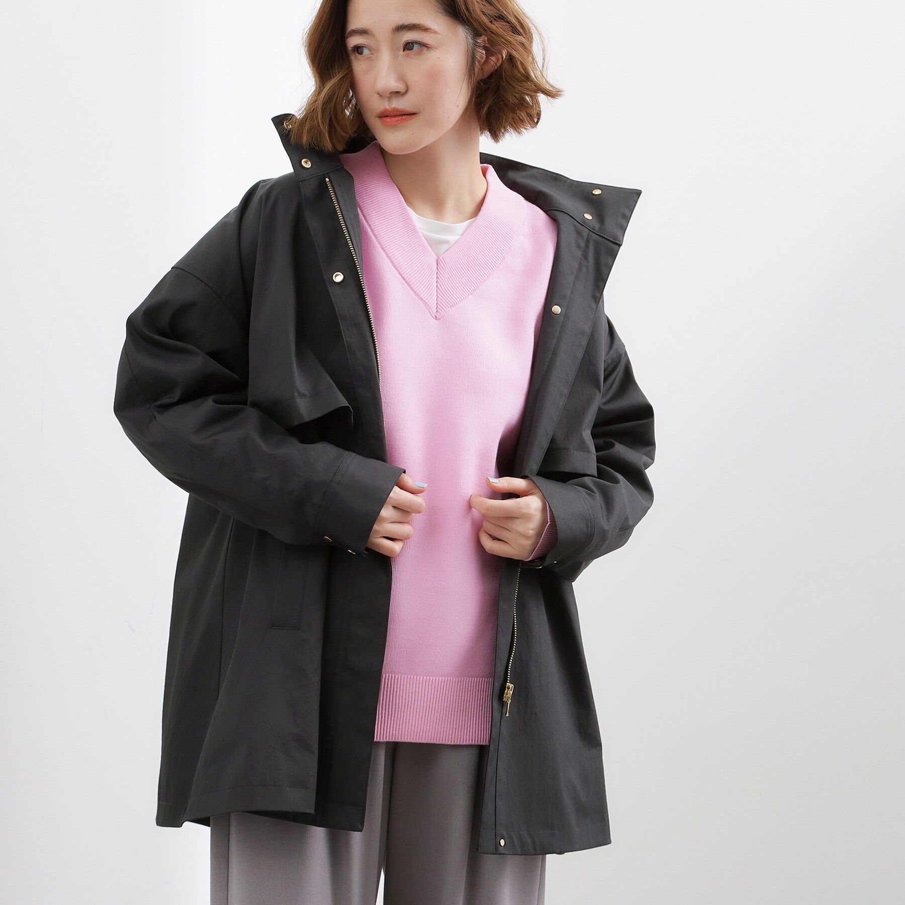 grove「【撥水／シルエット2WAY】羽織るだけでサマになる、スタンドネックテントラインコート」|その他|