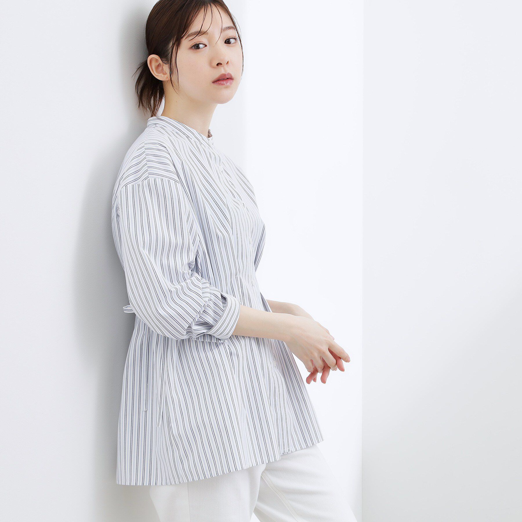 grove「【体型カバー】ウエストタック スタンドネックシャツ」|シャツ・ブラウス|