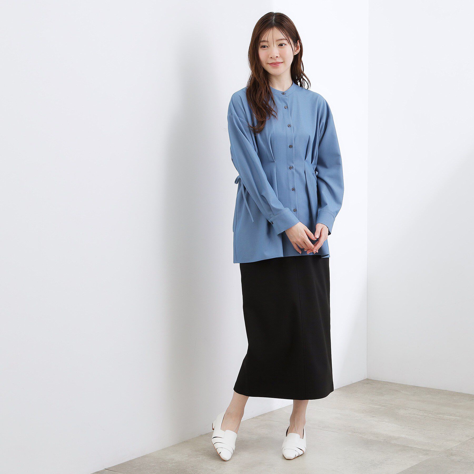 grove「【体型カバー】ウエストタック スタンドネックシャツ」|シャツ・ブラウス|