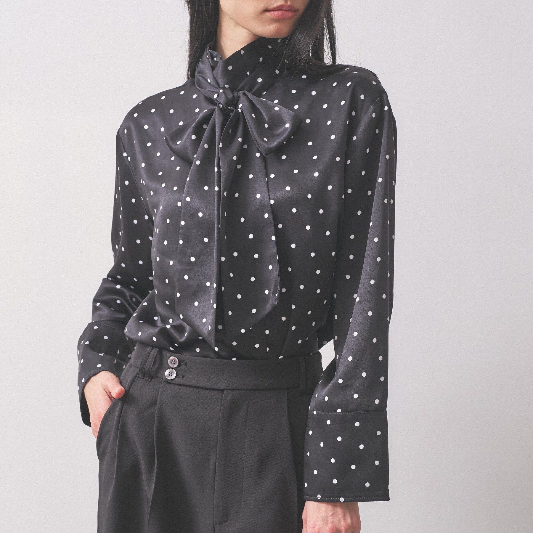 GALLEST「【オケージョン/セレモニー】サテンドットボウタイブラウス」|シャツ・ブラウス|ブラック(019)