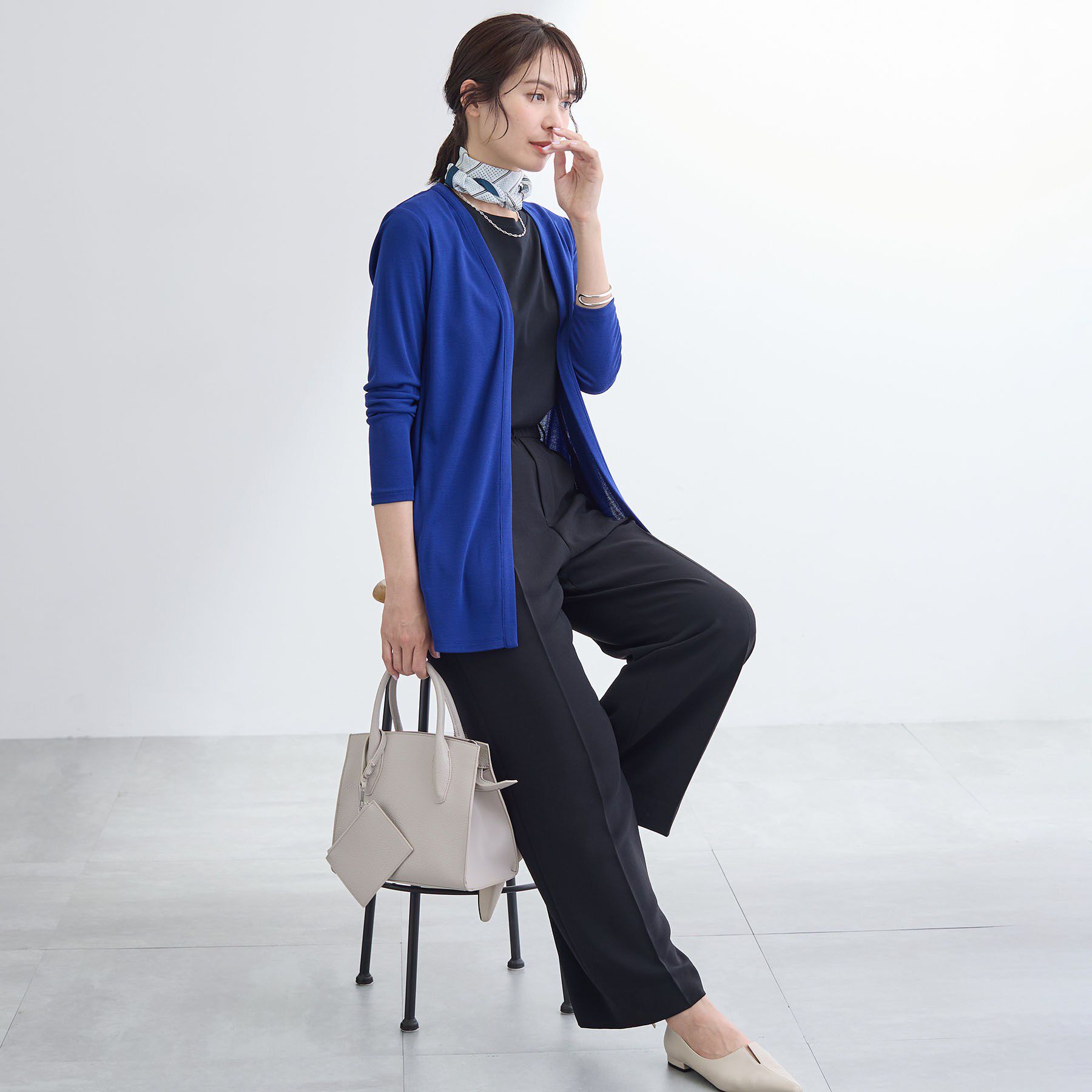 INDIVI「【UVケア】着流しミドル丈カーディガンジャージ」|カーディガン|