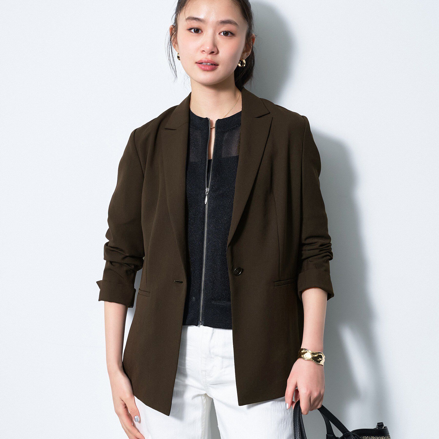 INDIVI「【洗える／UVケア／麻調】シングルジャケット」|テーラードジャケット|