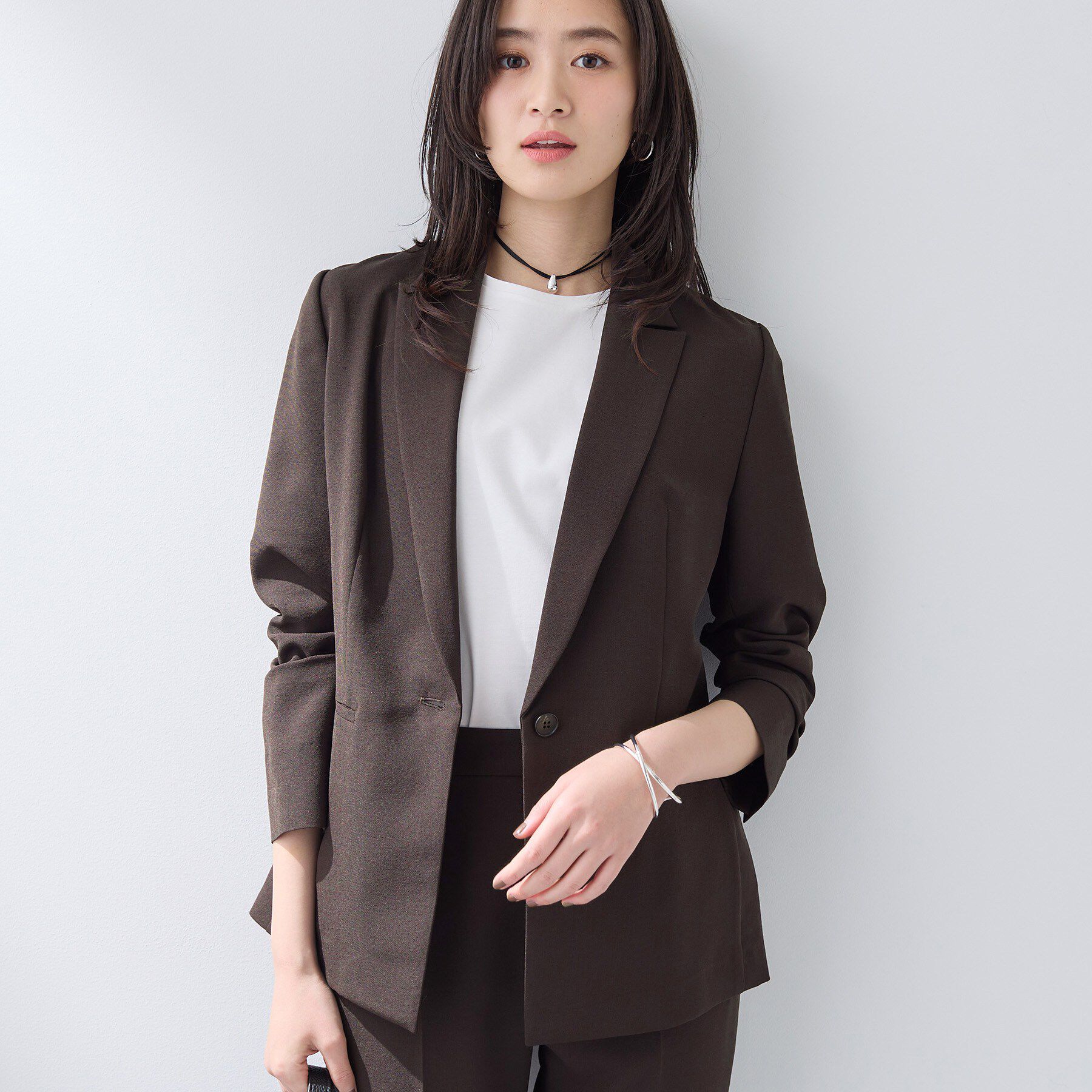 INDIVI「【洗える／UVケア／麻調】シングルジャケット」|テーラードジャケット|