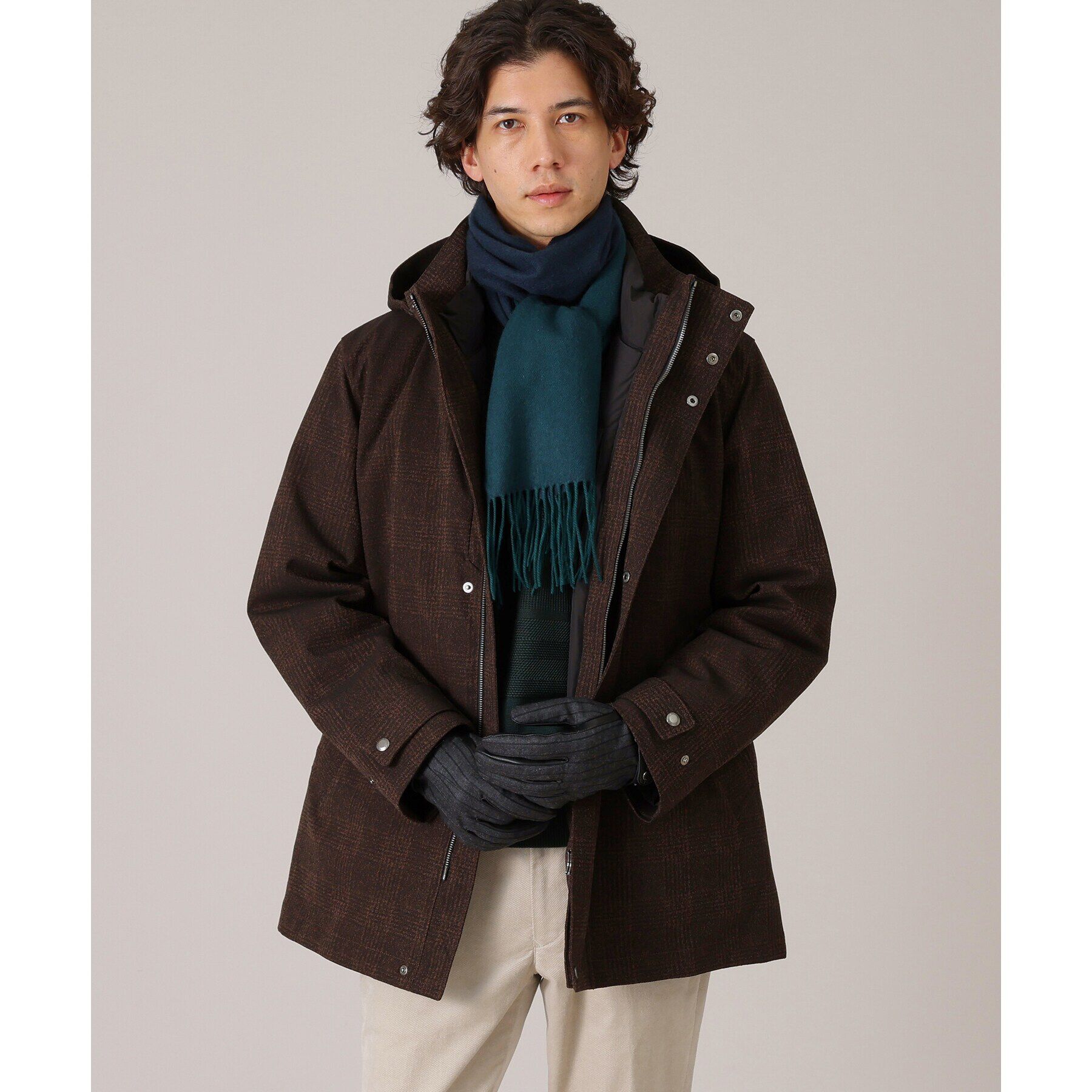 TAKEO KIKUCHI「【カシミヤ100％】無地リバー 配色カシミヤマフラー」|ストール|