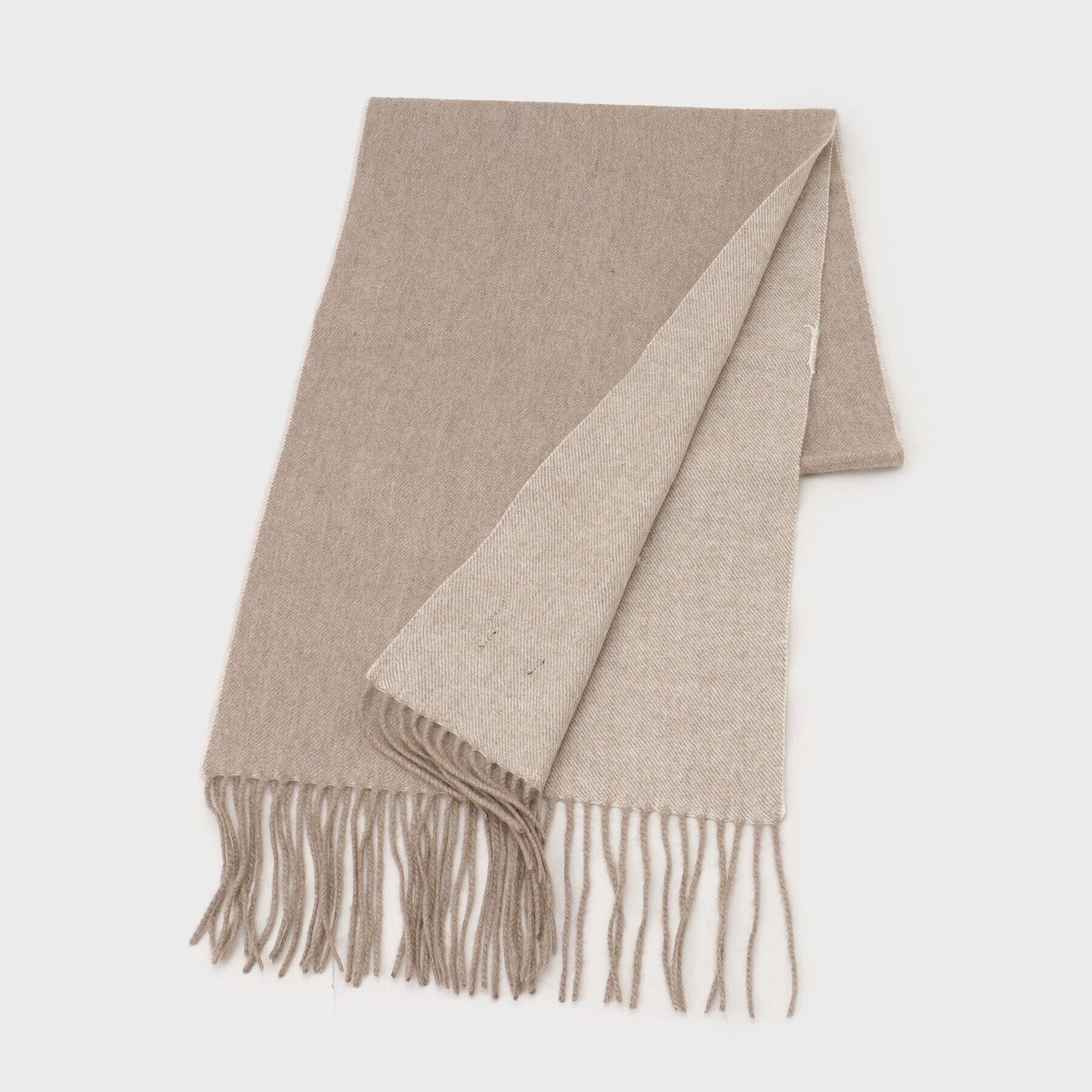 TAKEO KIKUCHI「【カシミヤ100％】無地リバー 配色カシミヤマフラー」|ストール|ベージュ(052)