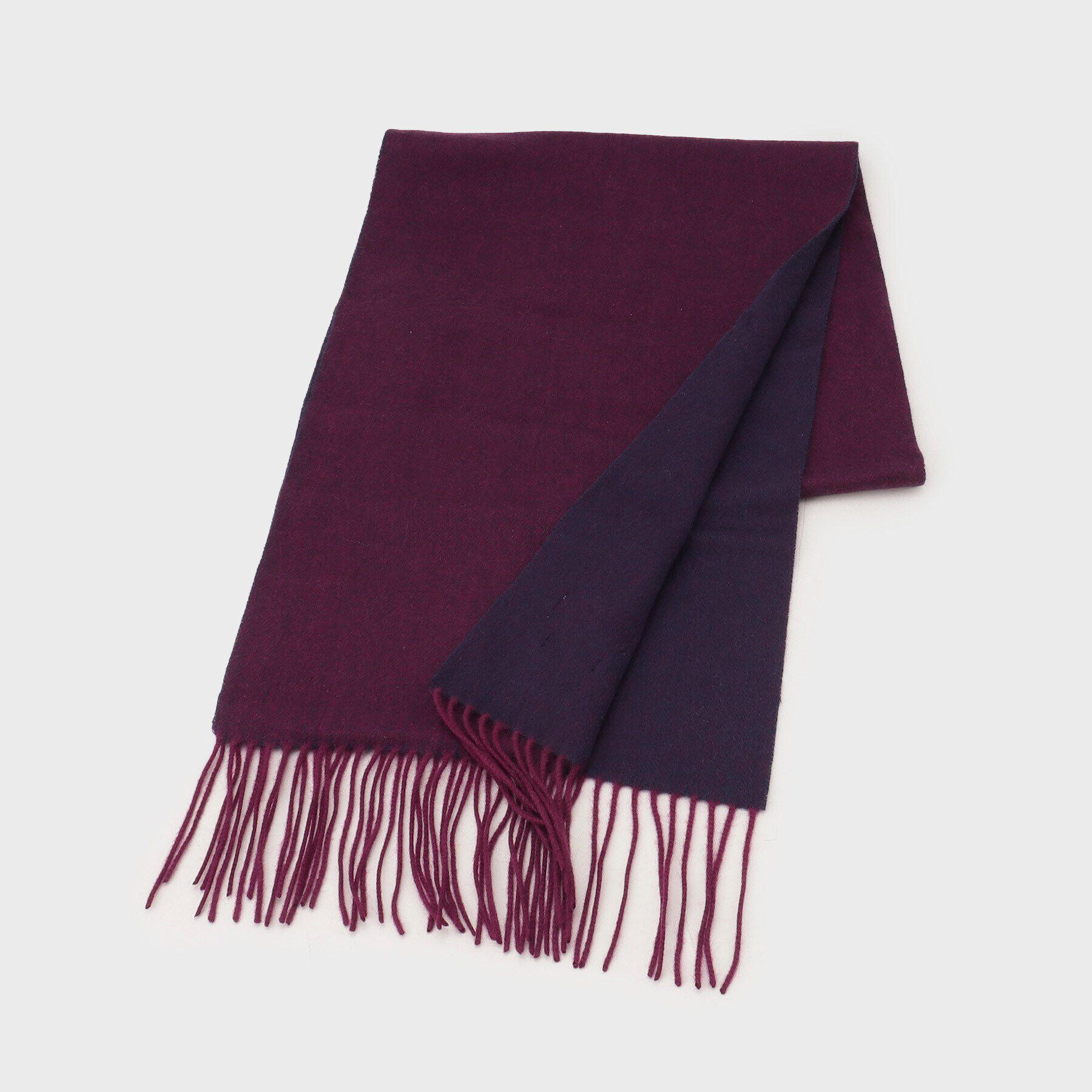 TAKEO KIKUCHI「【カシミヤ100％】無地リバー 配色カシミヤマフラー」|ストール|ボルドー(064)