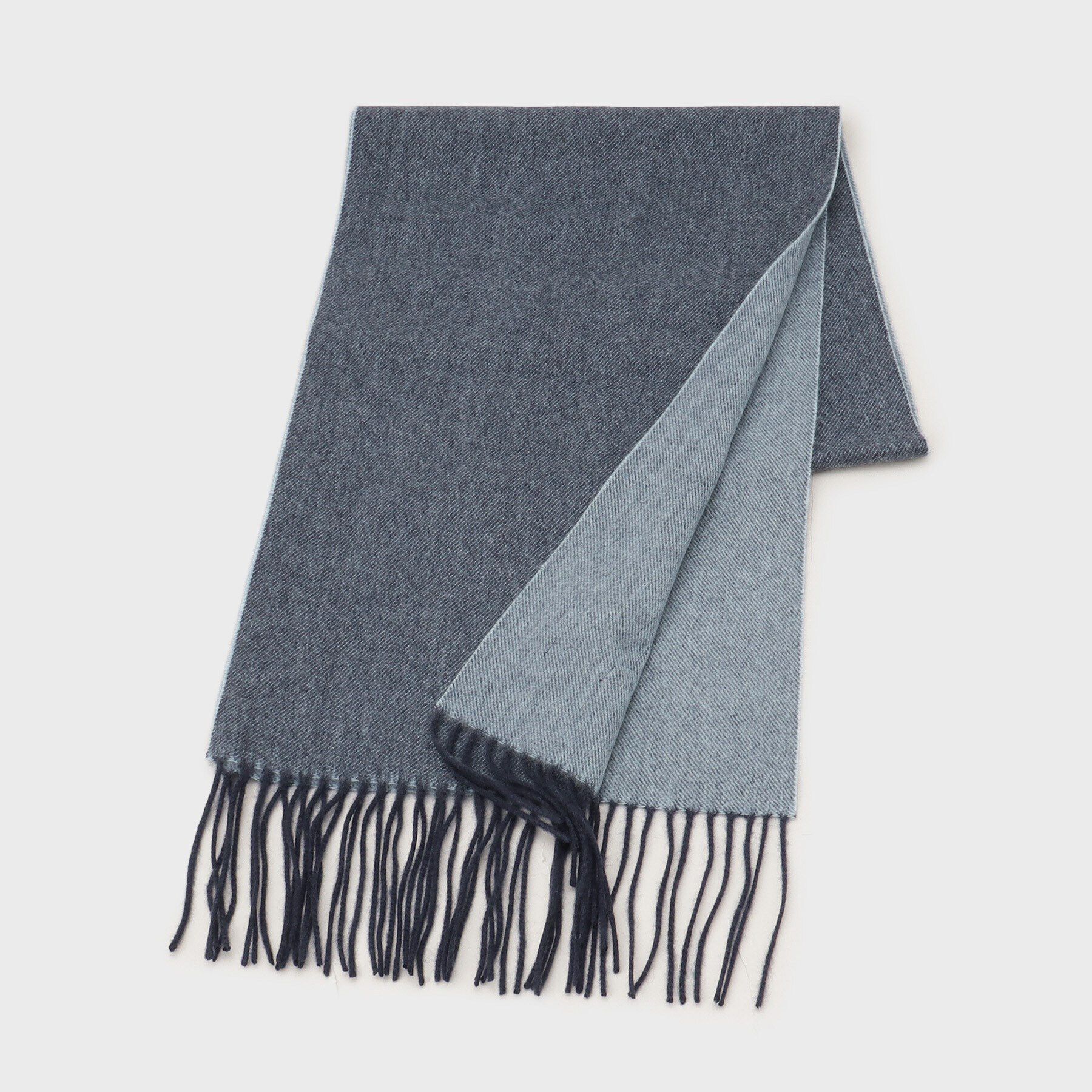 TAKEO KIKUCHI「【カシミヤ100％】無地リバー 配色カシミヤマフラー」|ストール|ネイビー(093)