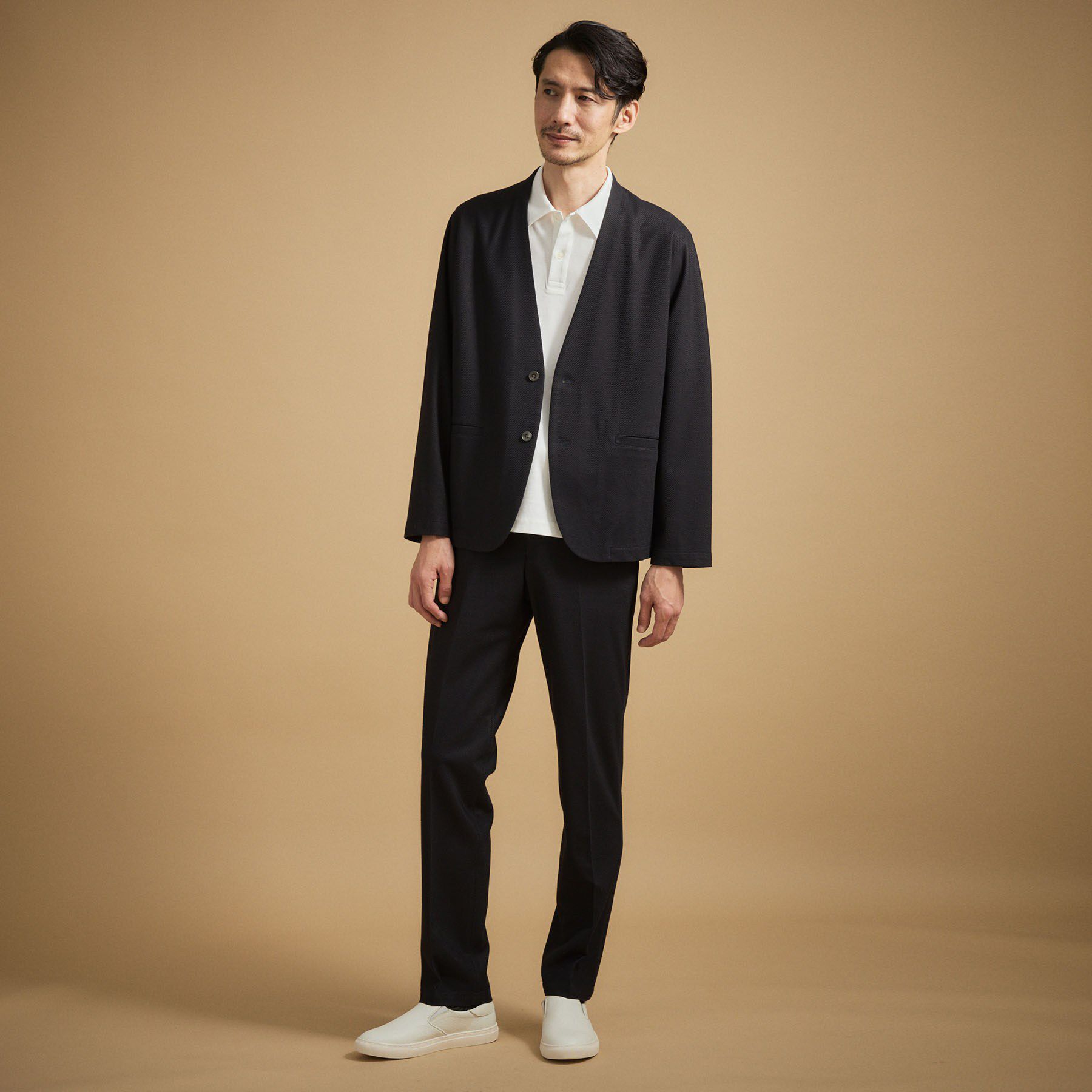 TAKEO KIKUCHI「【抗菌防臭】バーズアイメッシュノーカラージャケット」|カーディガン|