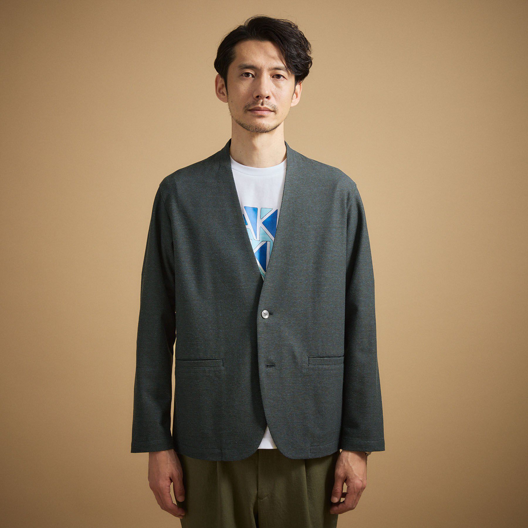 TAKEO KIKUCHI「【抗菌防臭】バーズアイメッシュノーカラージャケット」|カーディガン|