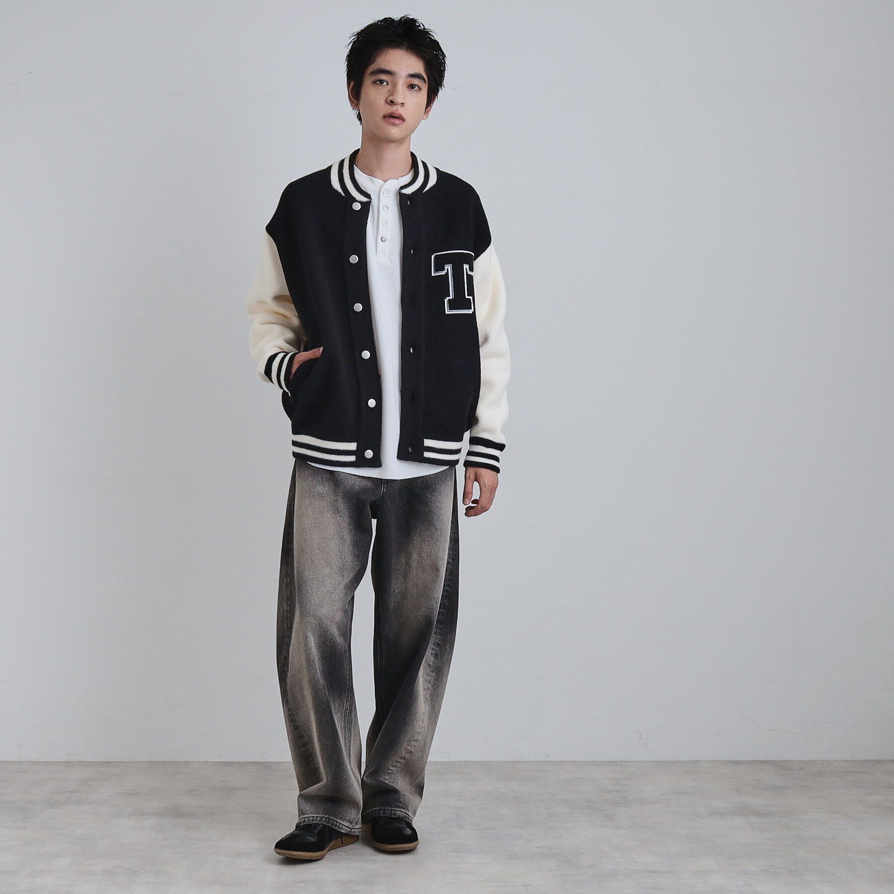 tk.TAKEO KIKUCHI「ダブルジャカードニットスタジャン」|ブルゾン・スタジャン|