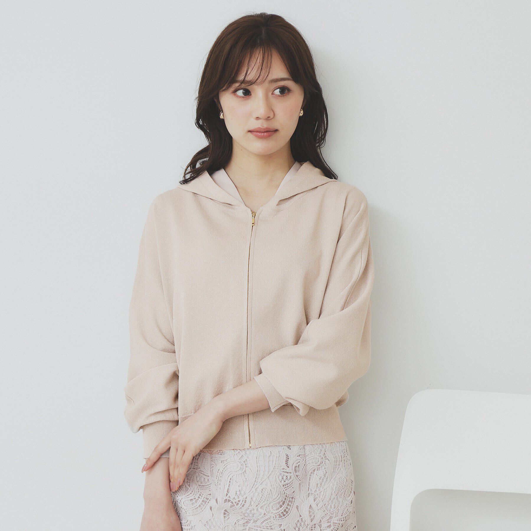 index「ドルマンジップラメパーカ【洗濯機洗い可】」|パーカー|