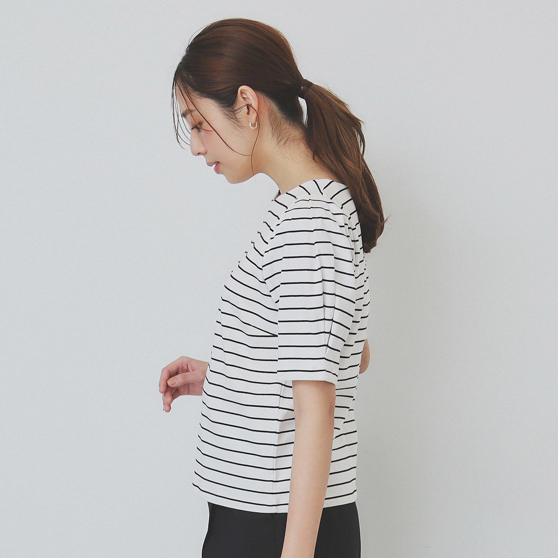 index「《10色展開/XS-LLサイズ》コットンスムースタックスリーブトップス【UV/接触冷感/洗濯機洗い可」|Tシャツ・カットソー|