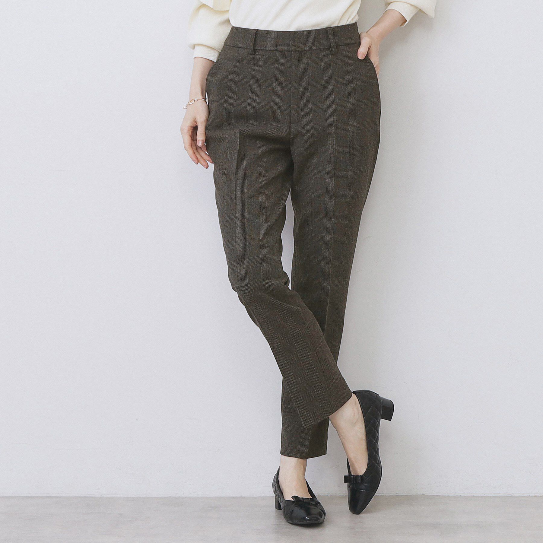 index「ウォームストレッチテーパードパンツ【洗濯機OK/防シワ/吸湿発熱】《XS～3L》」|その他|ブラウン(244)