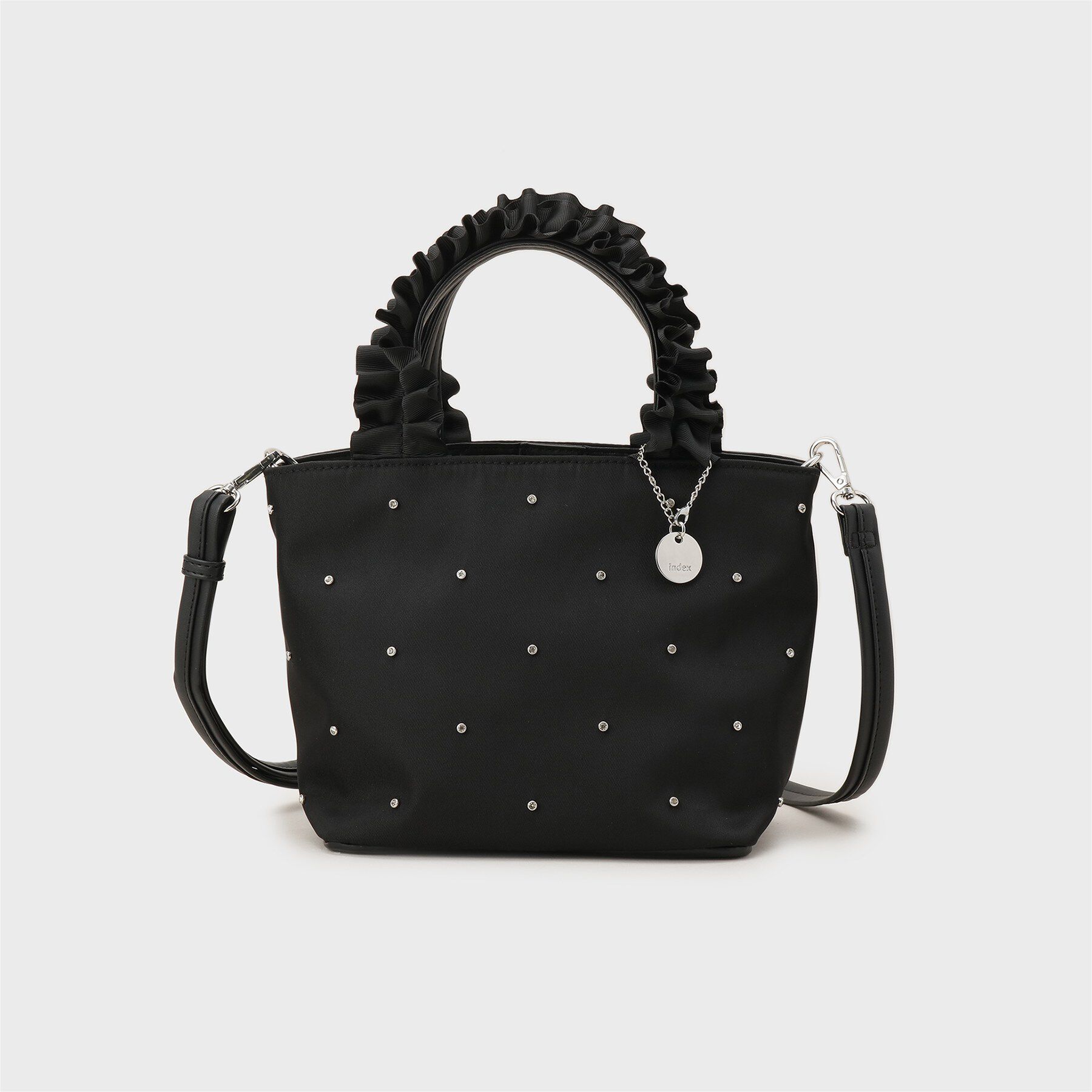index「持ち手フリルビジューミドルトートバッグ【2WAY】」|トートバッグ|