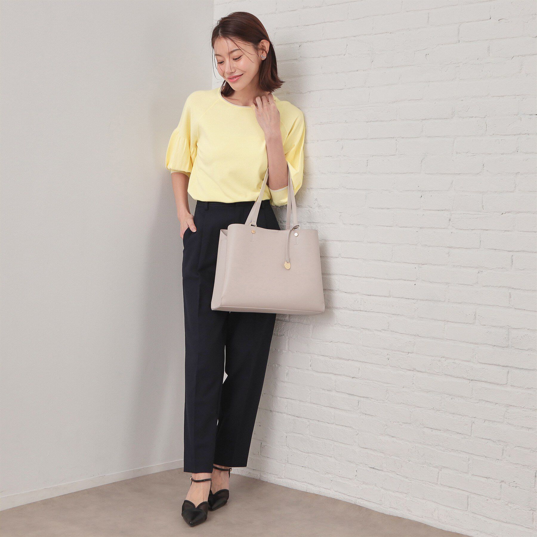 index「バルーン風スリーブバイカラーニット【洗濯機OK】」|ニット・セーター|