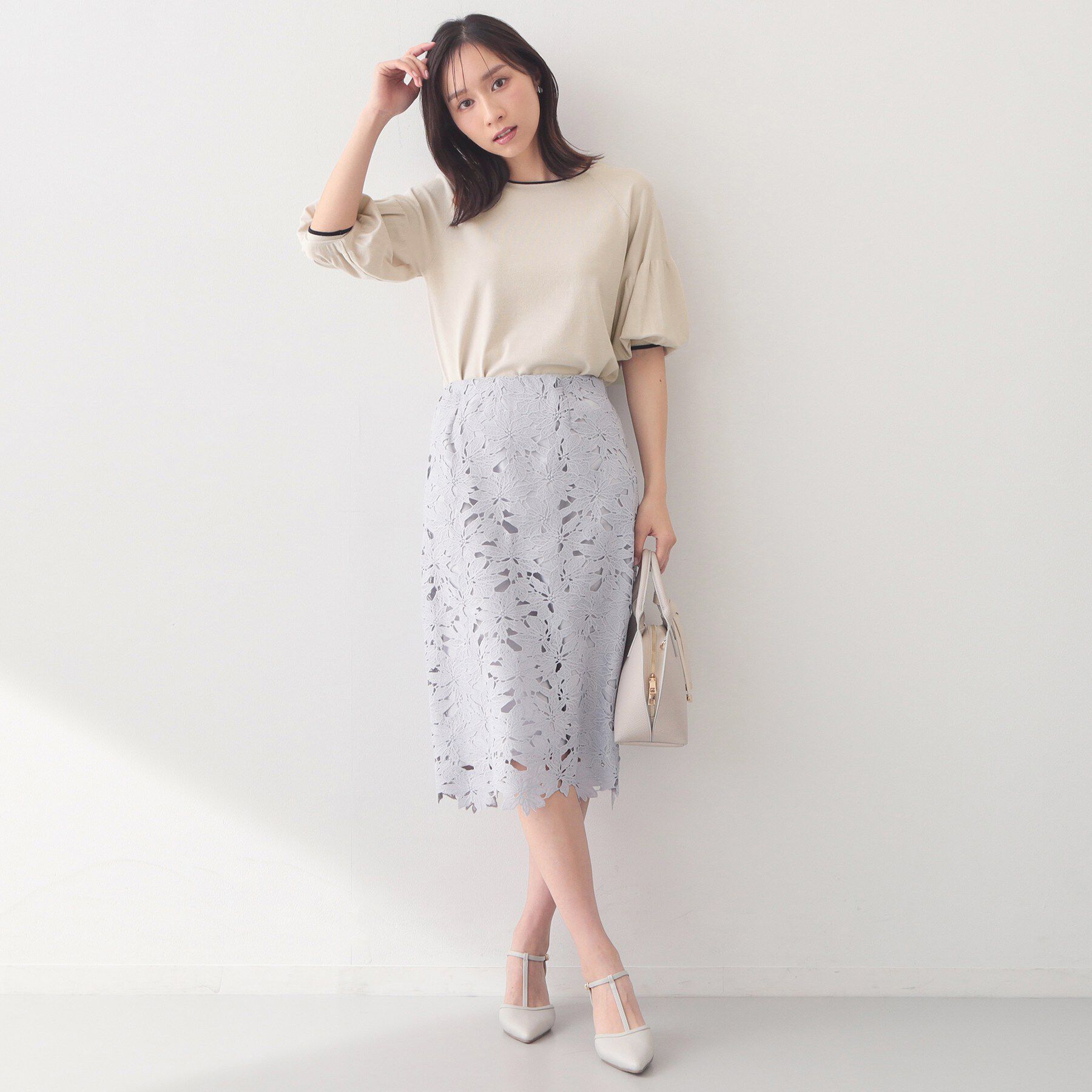 index「バルーン風スリーブバイカラーニット【洗濯機OK】」|ニット・セーター|