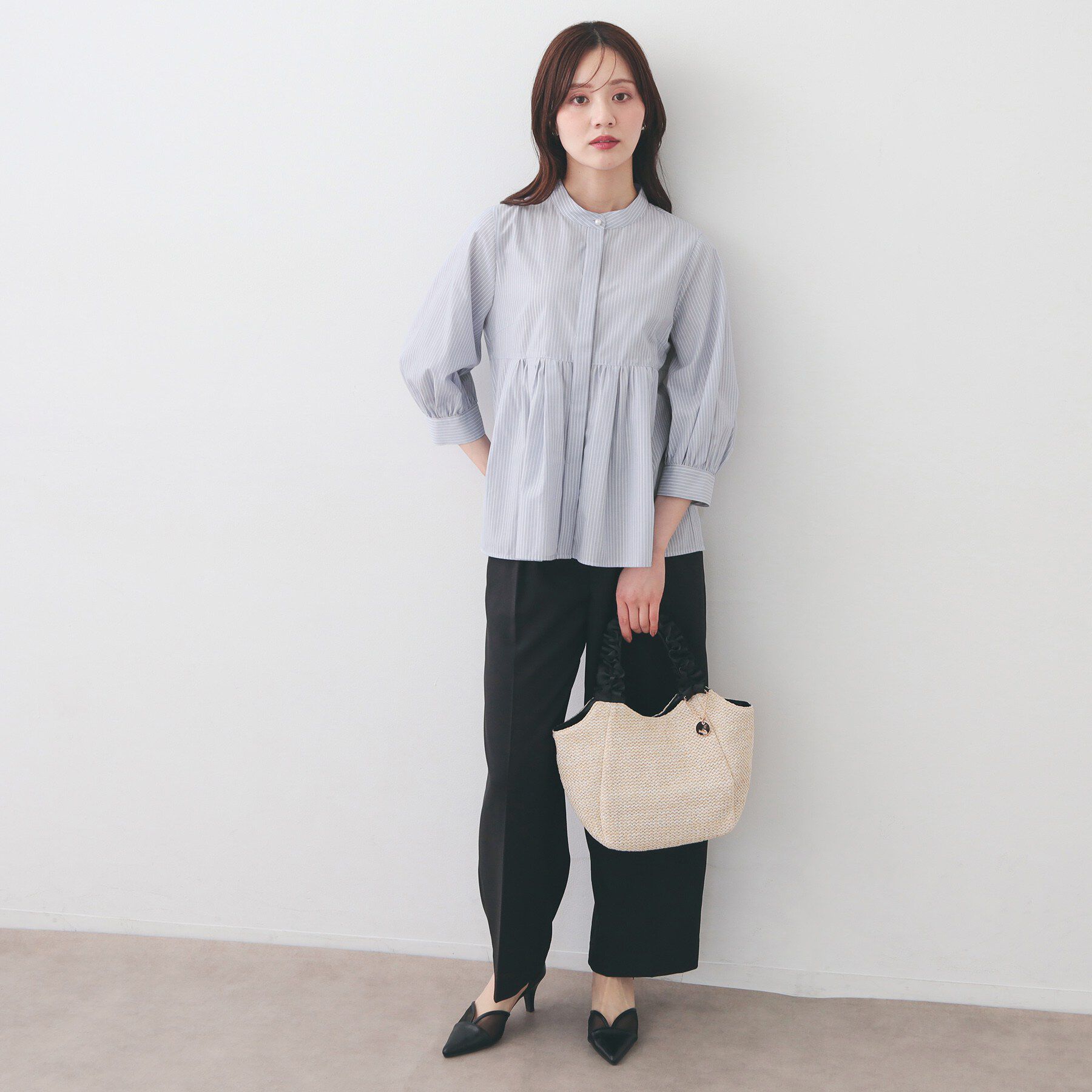 index「2WAYペプラムブラウス/ボウタイ取り外し可【洗濯機OK/イージーアイロン/防シワ】《XS～LL/8」|シャツ・ブラウス|