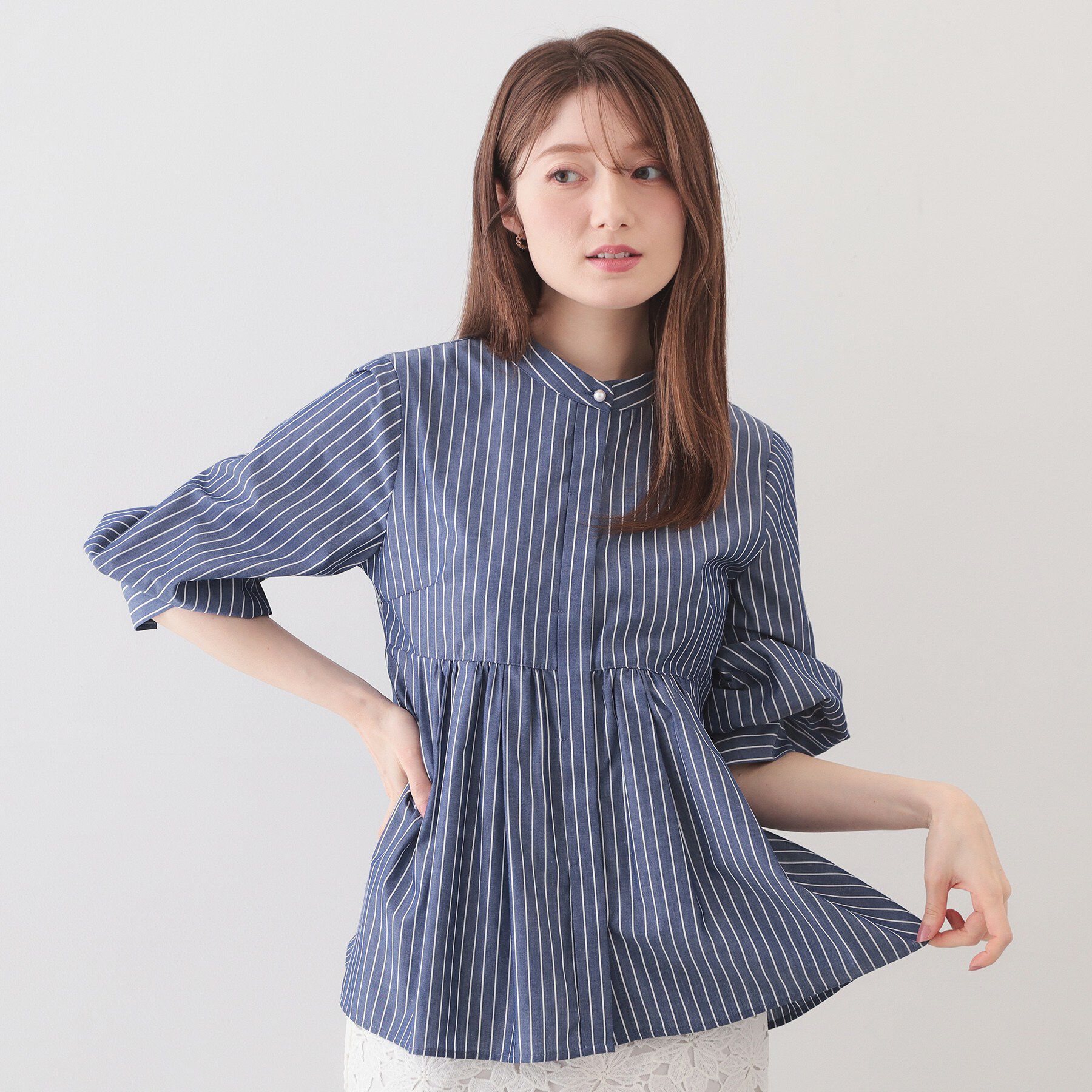 index「2WAYペプラムブラウス/ボウタイ取り外し可【洗濯機OK/イージーアイロン/防シワ】《XS～LL/8」|シャツ・ブラウス|