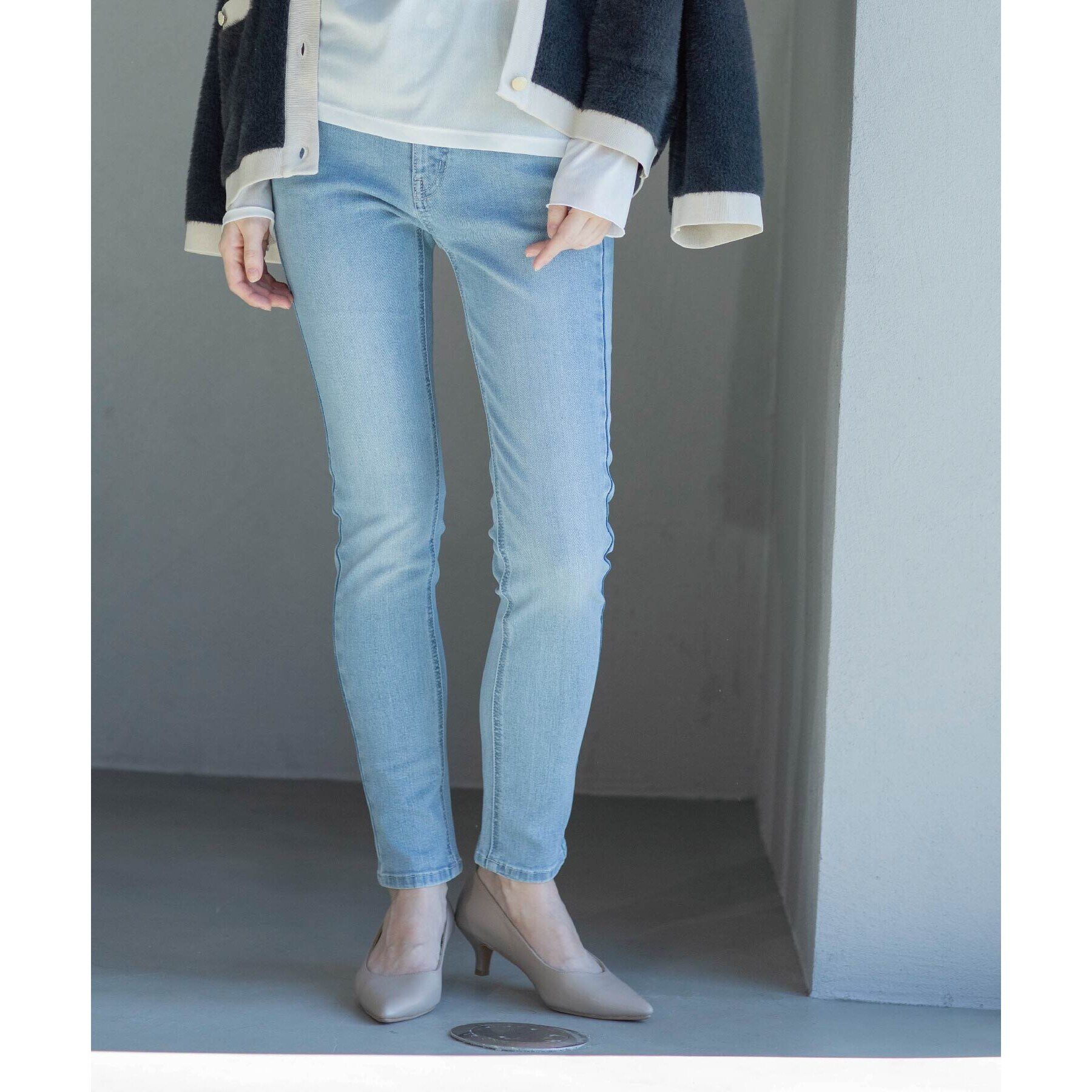 OPAQUE.CLIP「《SS-LLsize》ライクラストレッチスキニーデニムパンツ【洗濯機洗い可】」|デニム|