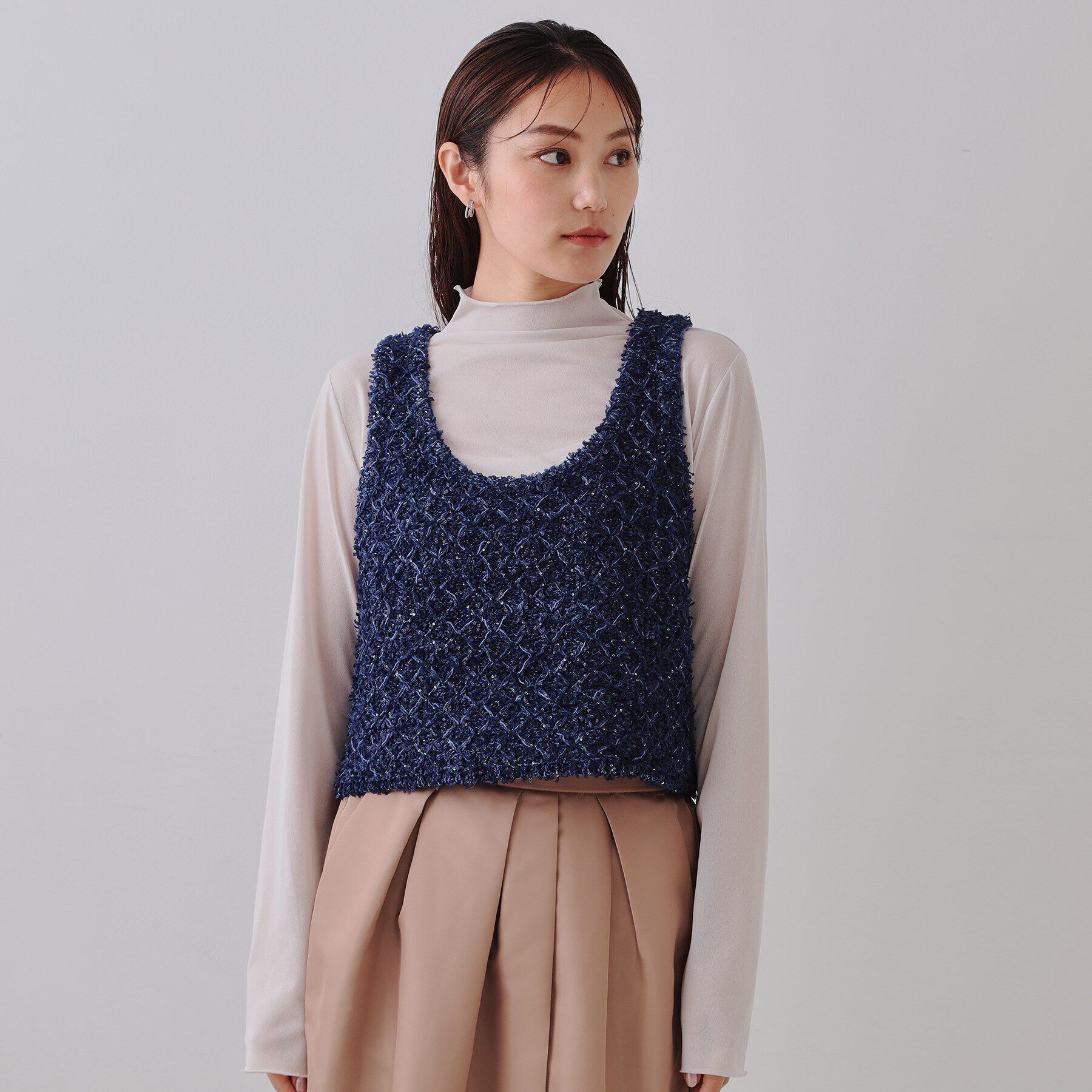 OPAQUE.CLIP「スパンコールニットビスチェ【洗濯機洗い可】」|ニット・セーター|