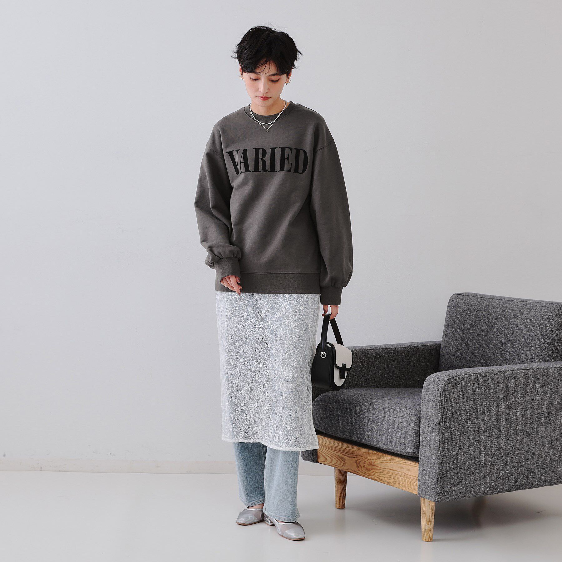 OPAQUE.CLIP「フロッキーロゴスウェット【洗濯機洗い可】」|Tシャツ・カットソー|