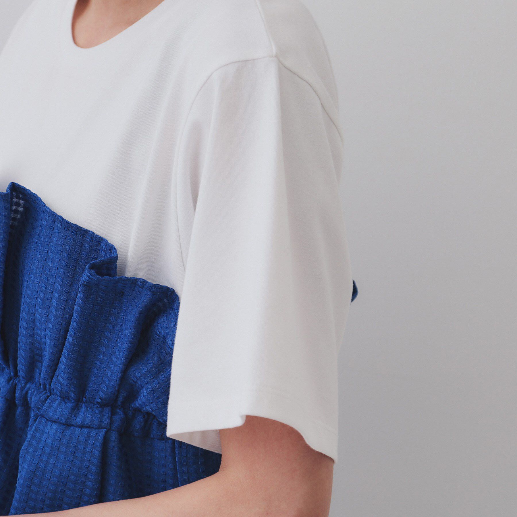 OPAQUE.CLIP「シアーギンガムドッキングペプラムカットソー【洗濯機洗い可】」|Tシャツ・カットソー|