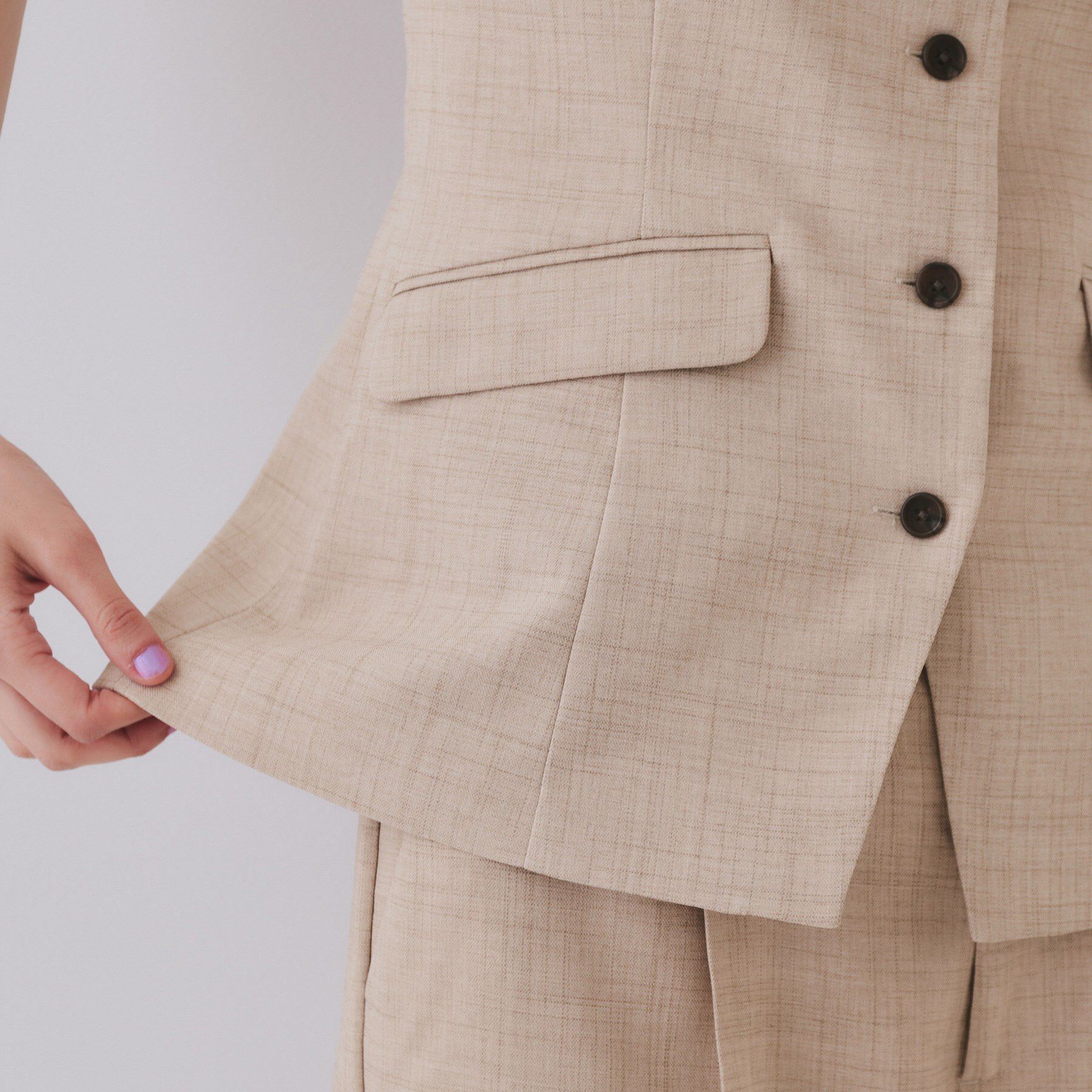 OPAQUE.CLIP「メランジビスチェ風ジレ/セットアップ対応可【洗濯機洗い可】」|ベスト・ジレ|