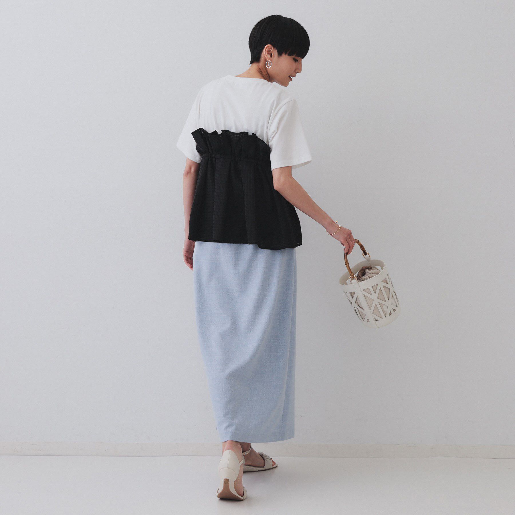 OPAQUE.CLIP「メランジナローフレアスカート／セットアップ対応可【洗濯機洗い可】」|スカート|