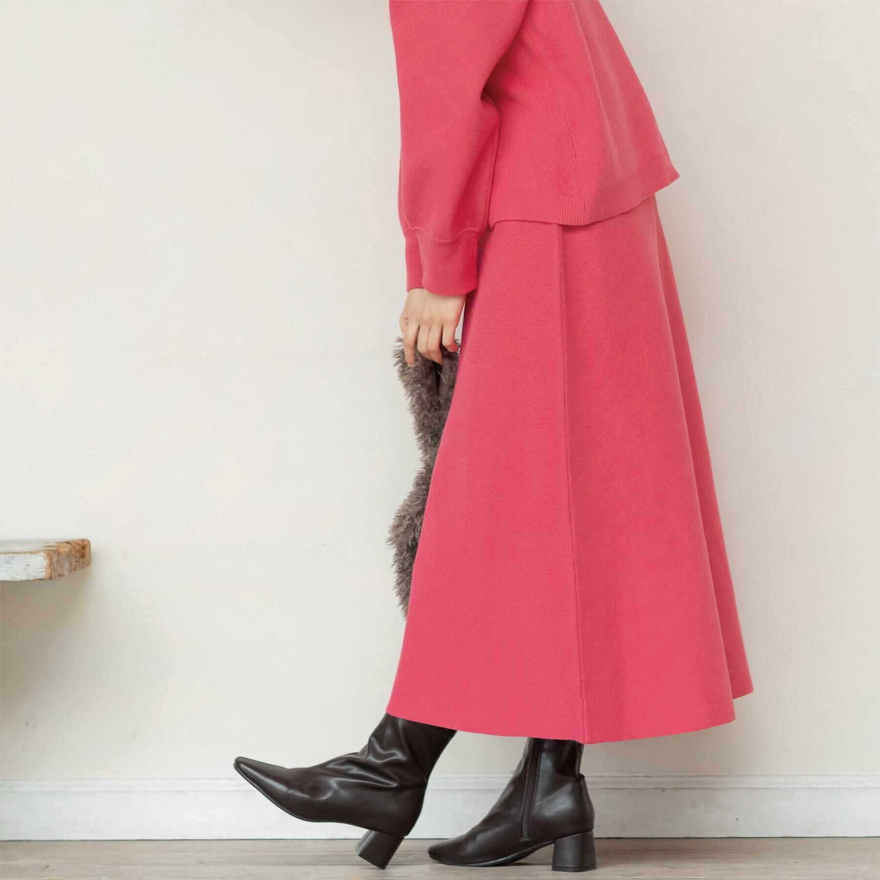 OPAQUE.CLIP「ニットフレアスカート/セットアップ対応【洗濯機OK】」|スカート|ピンク(073)