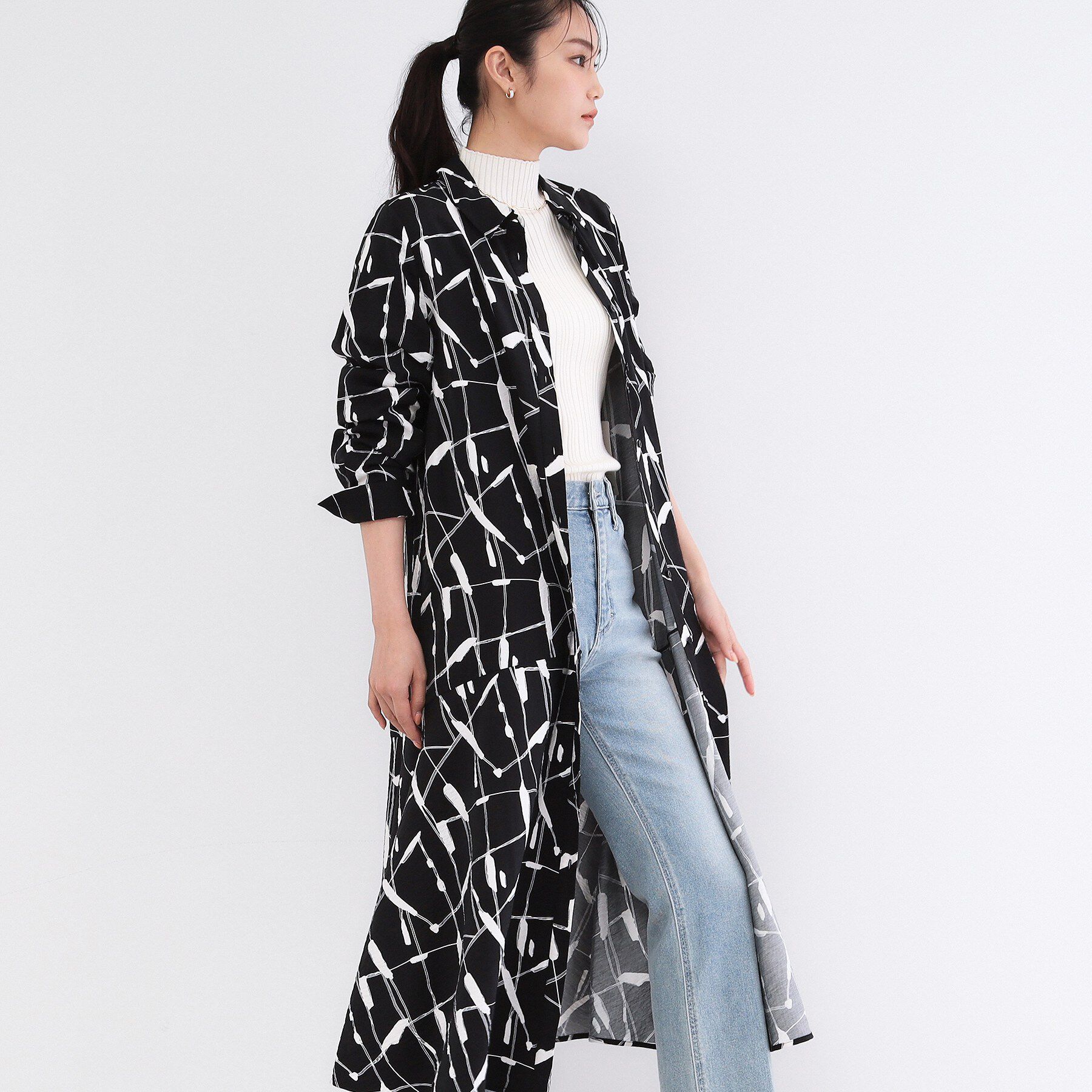 OPAQUE.CLIP「ジオメトリックプリントシャツワンピース」|ワンピース|