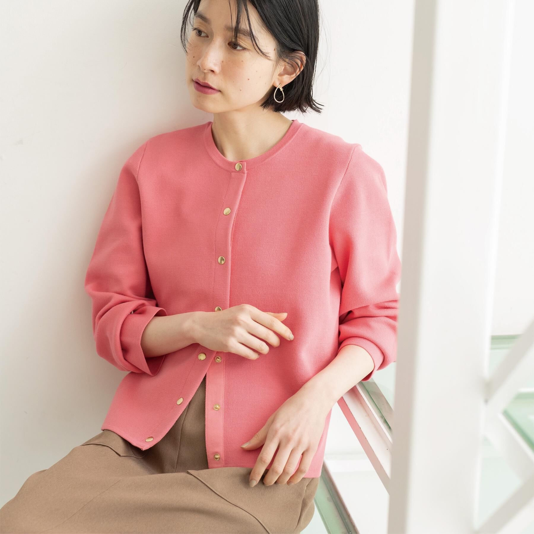 OPAQUE.CLIP「スナップボタンニットカーディガン【洗濯機OK/抗ピル】」|カーディガン|