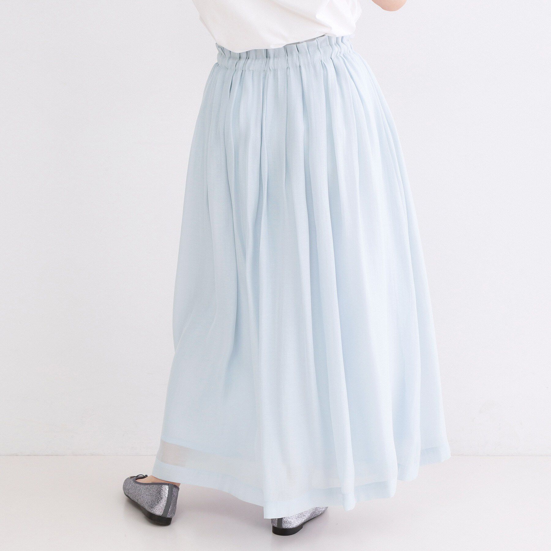 OPAQUE.CLIP「シャイニーオーガンジー タックフレアスカート」|スカート|