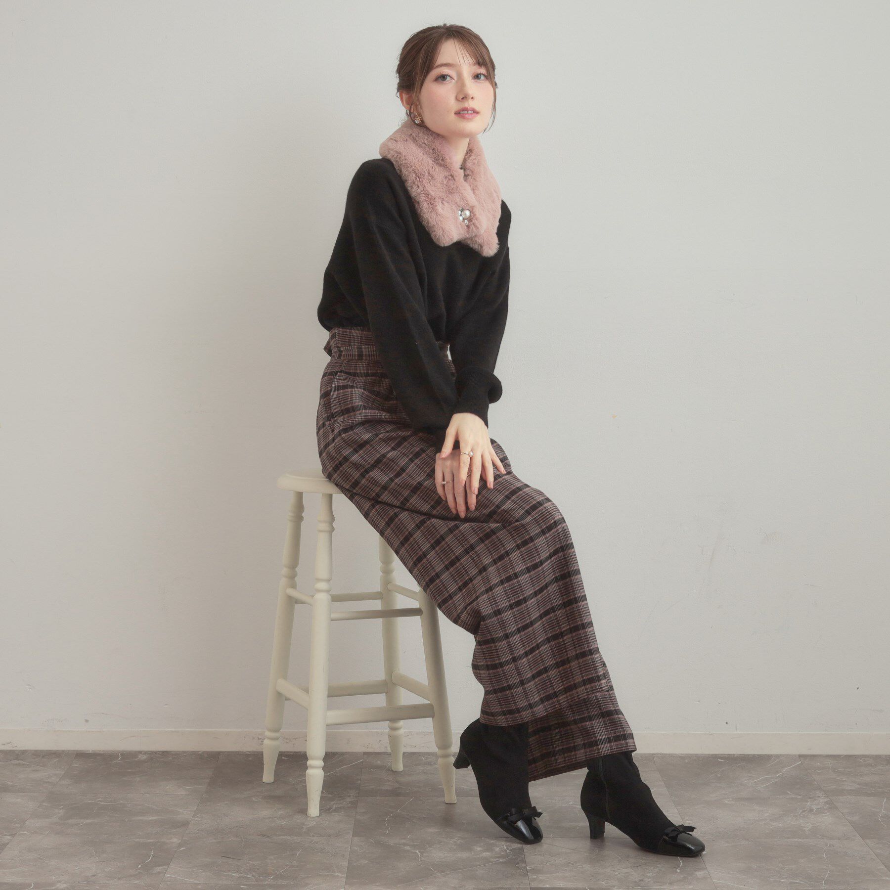 Couture broach「エコファービジューパール調ティペット」|ストール|