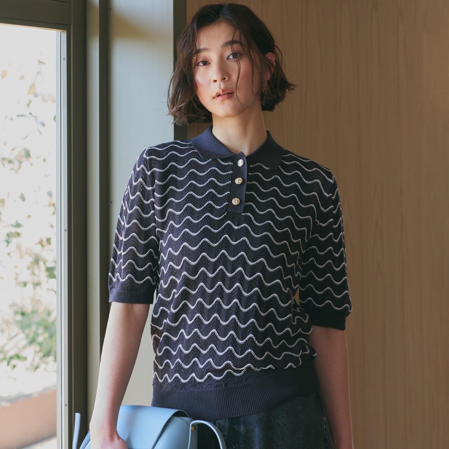 THE SHOP TK「レトロムード漂う ジャカードポロニット」|ニット・セーター|