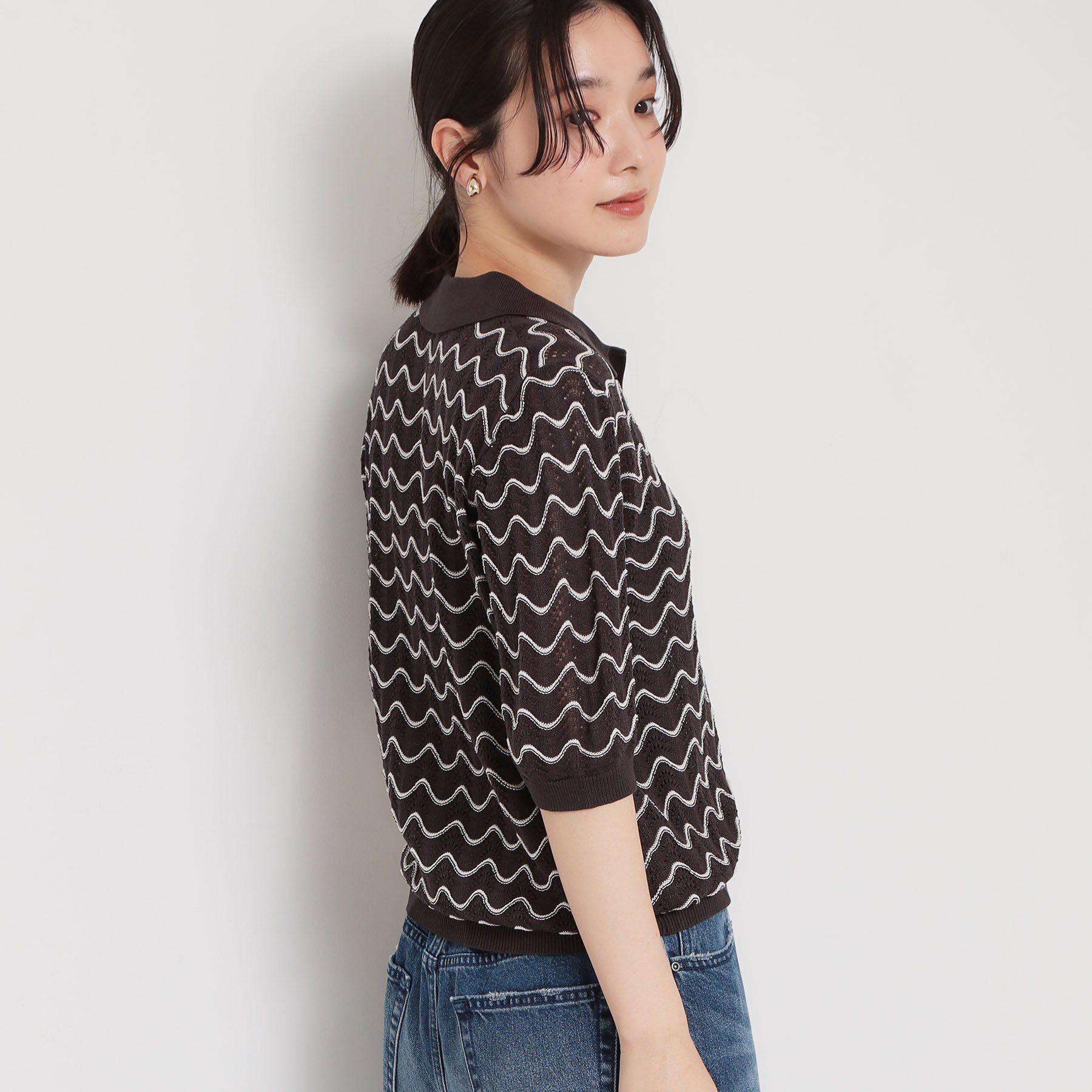 THE SHOP TK「レトロムード漂う ジャカードポロニット」|ニット・セーター|