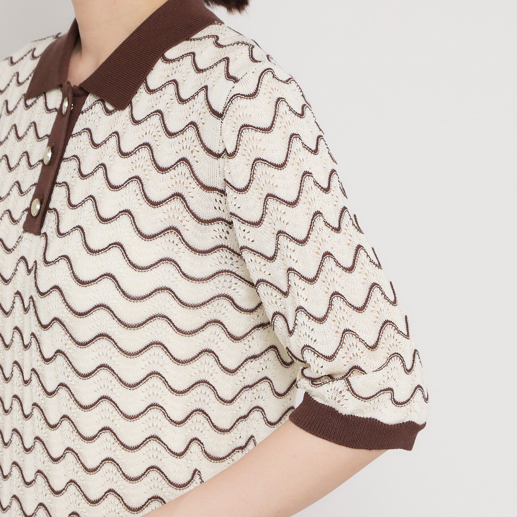 THE SHOP TK「レトロムード漂う ジャカードポロニット」|ニット・セーター|