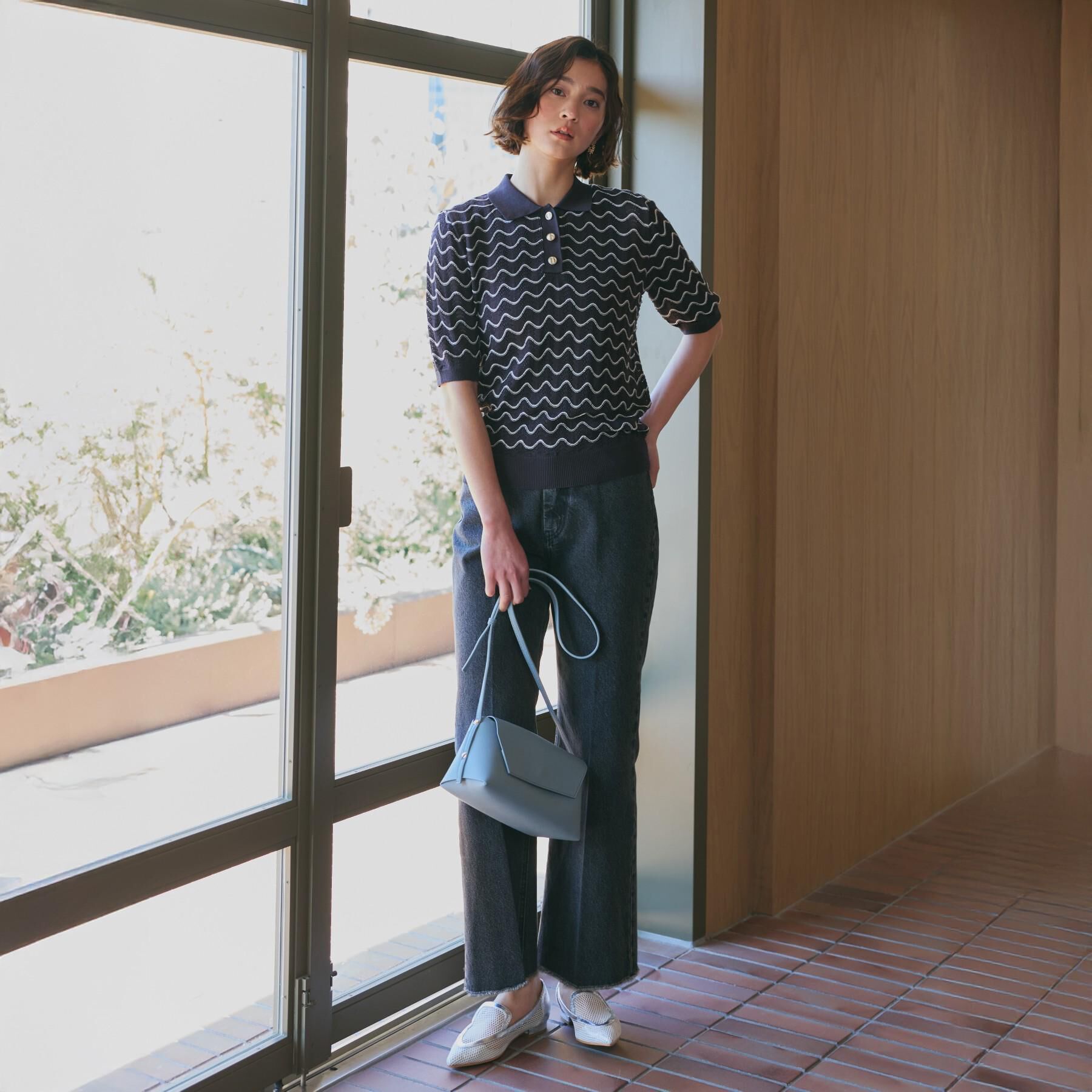 THE SHOP TK「レトロムード漂う ジャカードポロニット」|ニット・セーター|