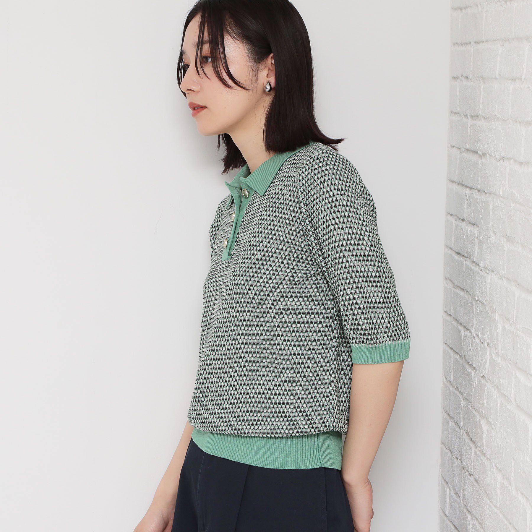 THE SHOP TK「レトロムード漂う ジャカードポロニット」|ニット・セーター|