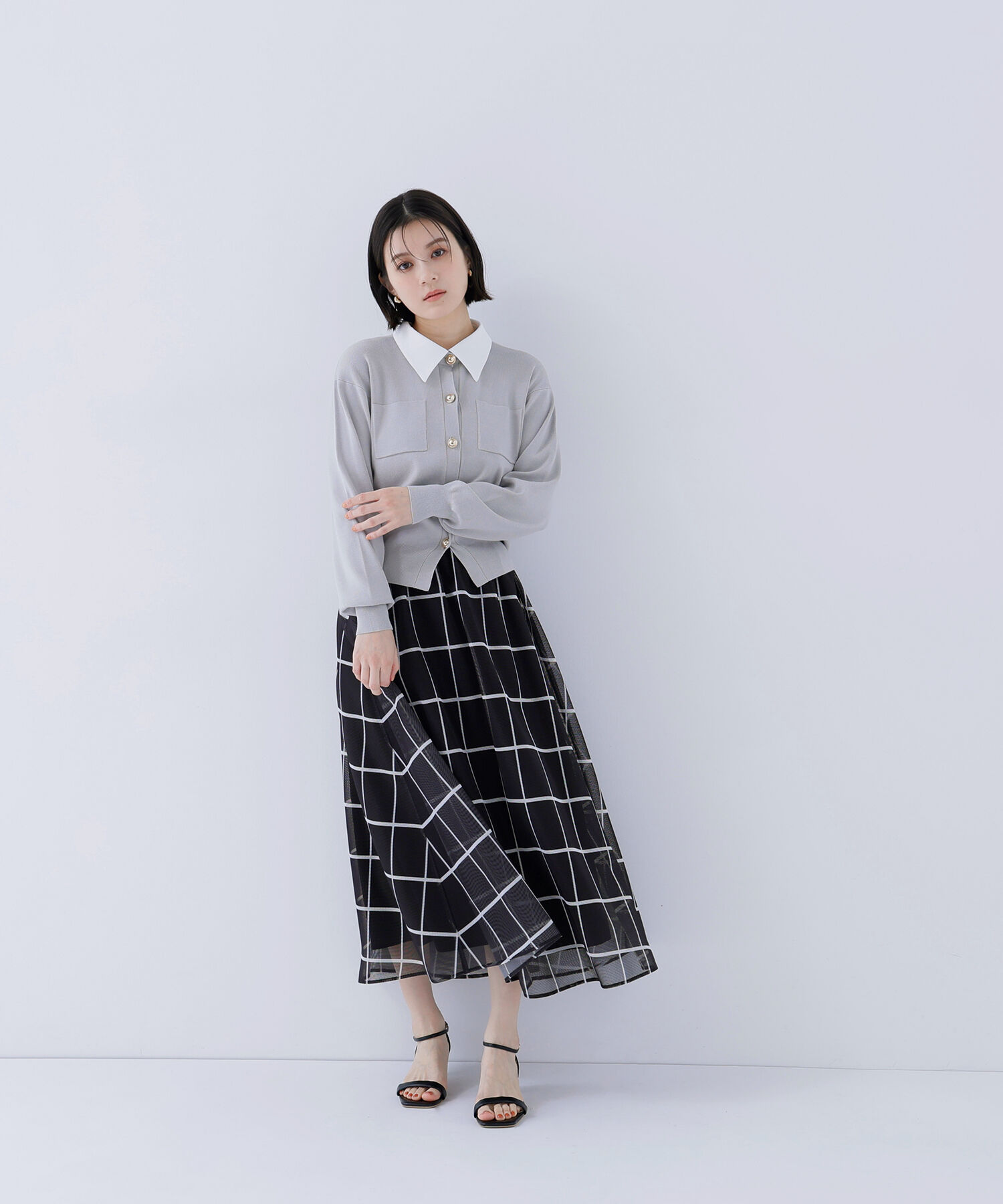  「ウィンドペンチェックフレアスカート」|スカート|
