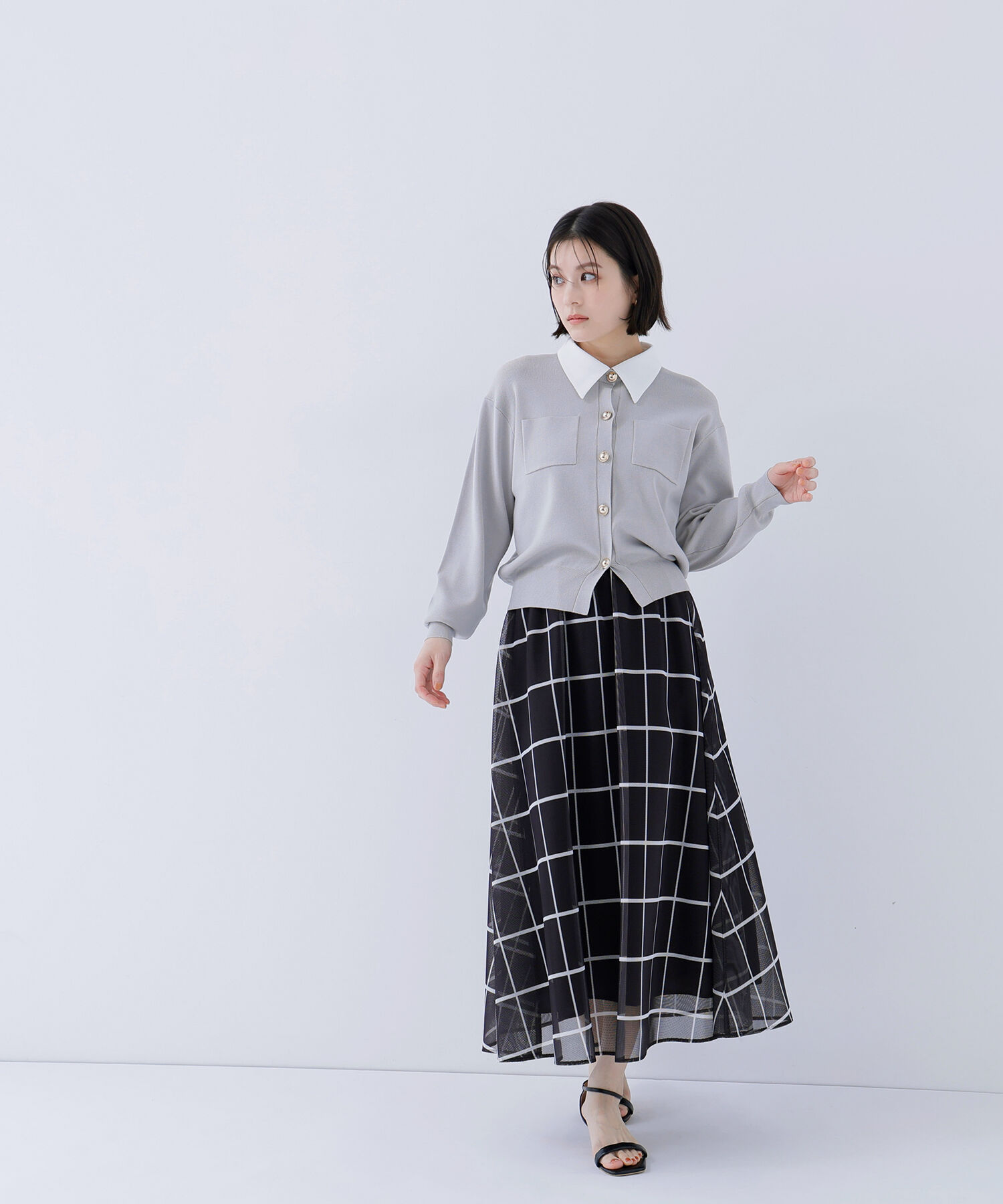  「ウィンドペンチェックフレアスカート」|スカート|